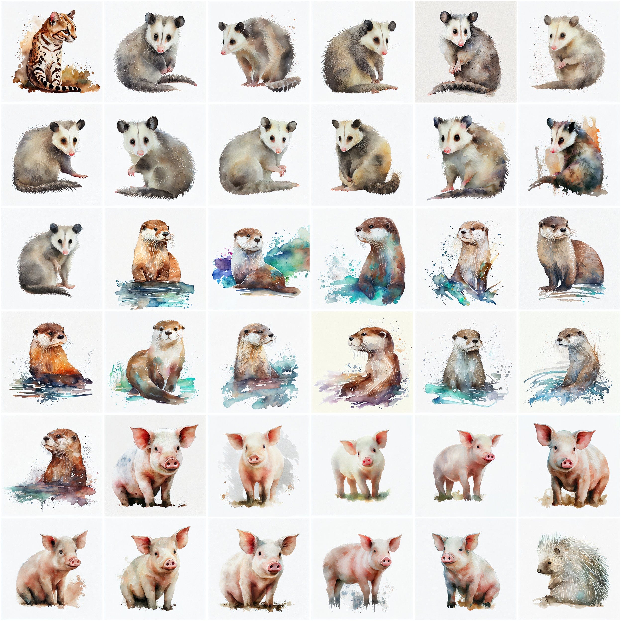 290 Watercolor Animal Images Perfect for DIY Crafts, Projects and Sublimation, Transparent Watercolor Animals, PNG animals, Clipart animals Digital Download Sumobundle