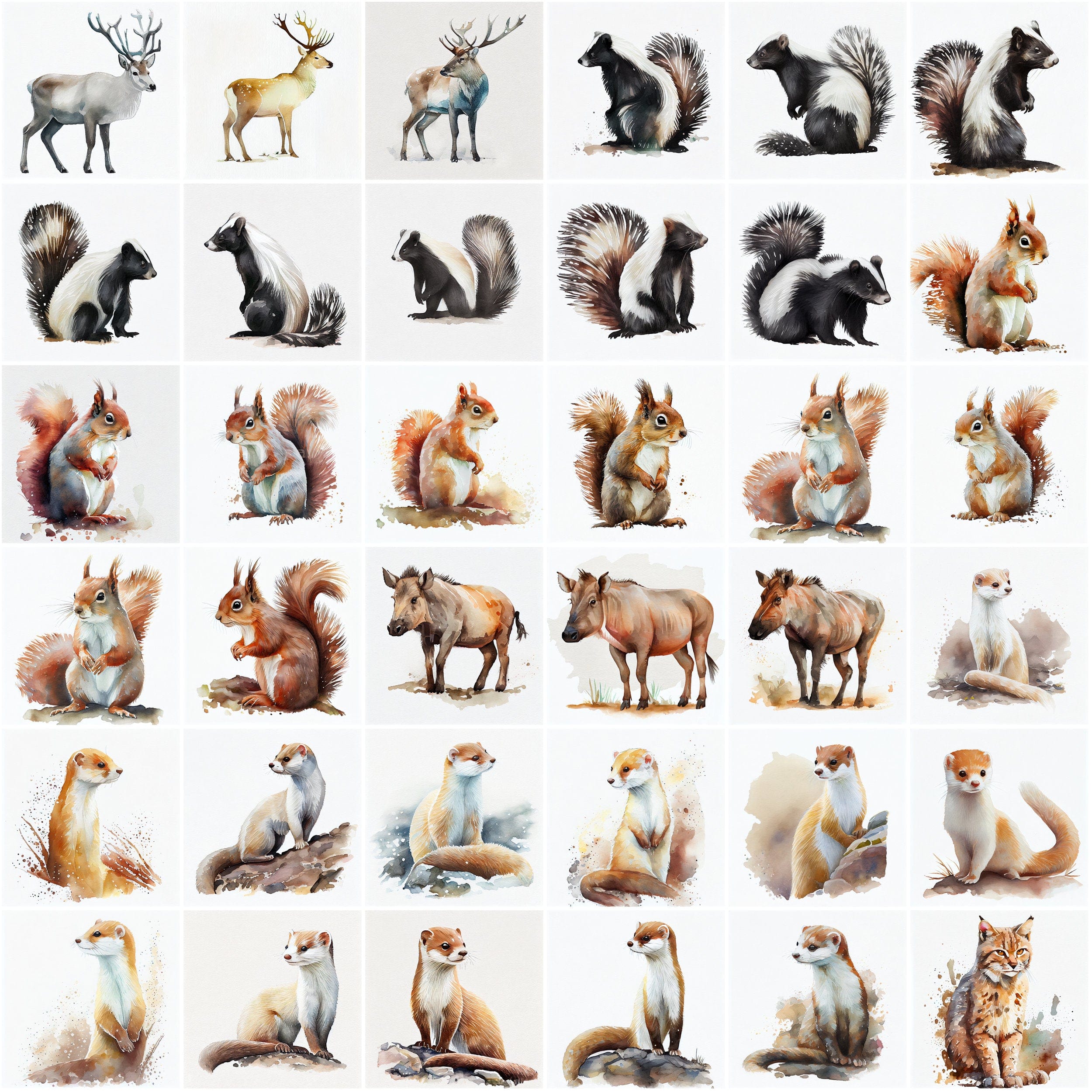 290 Watercolor Animal Images Perfect for DIY Crafts, Projects and Sublimation, Transparent Watercolor Animals, PNG animals, Clipart animals Digital Download Sumobundle