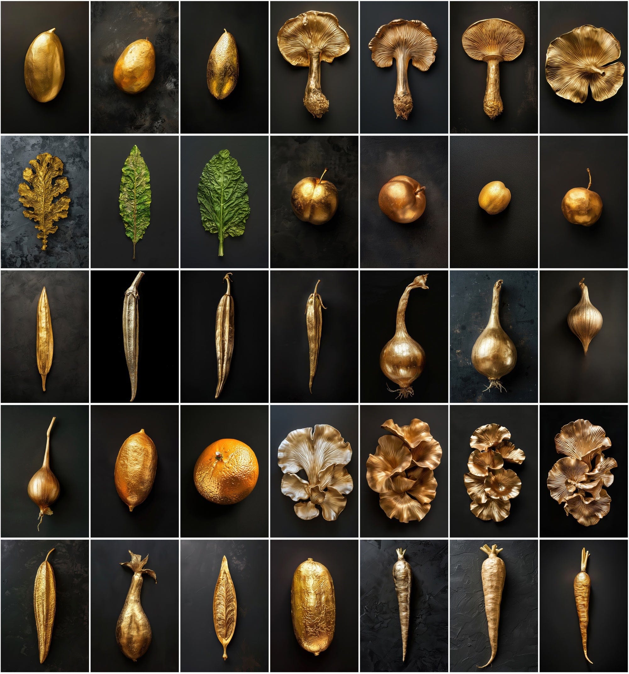 300 Gold Fruits & Vegetables Images Digital Download Sumobundle