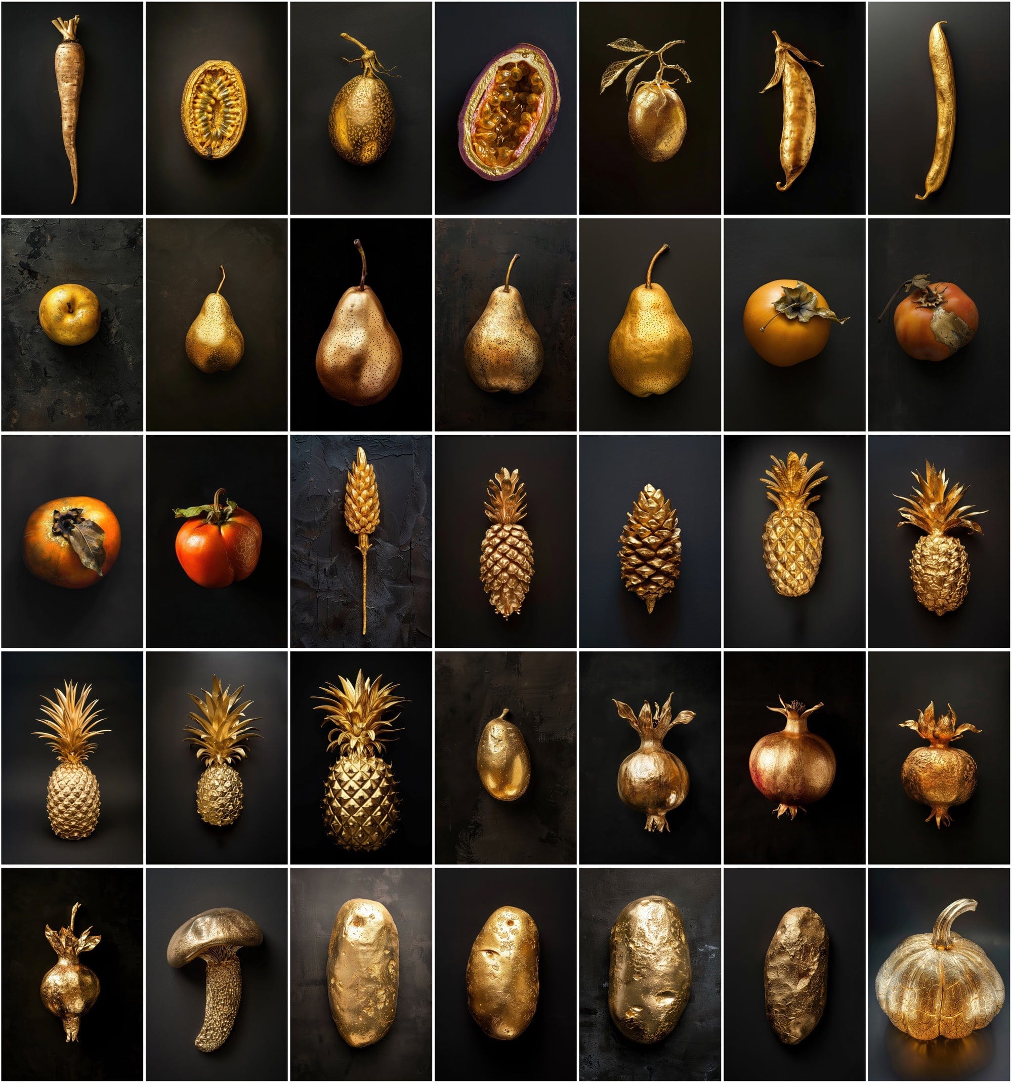 300 Gold Fruits & Vegetables Images Digital Download Sumobundle