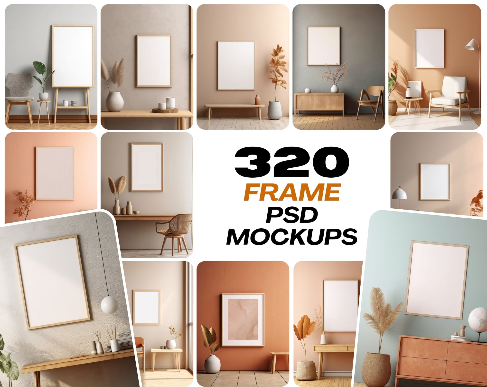 320 Scandinavian Frame Mockups Bundle - Professional Wall Art Mockups Digital Download Sumobundle