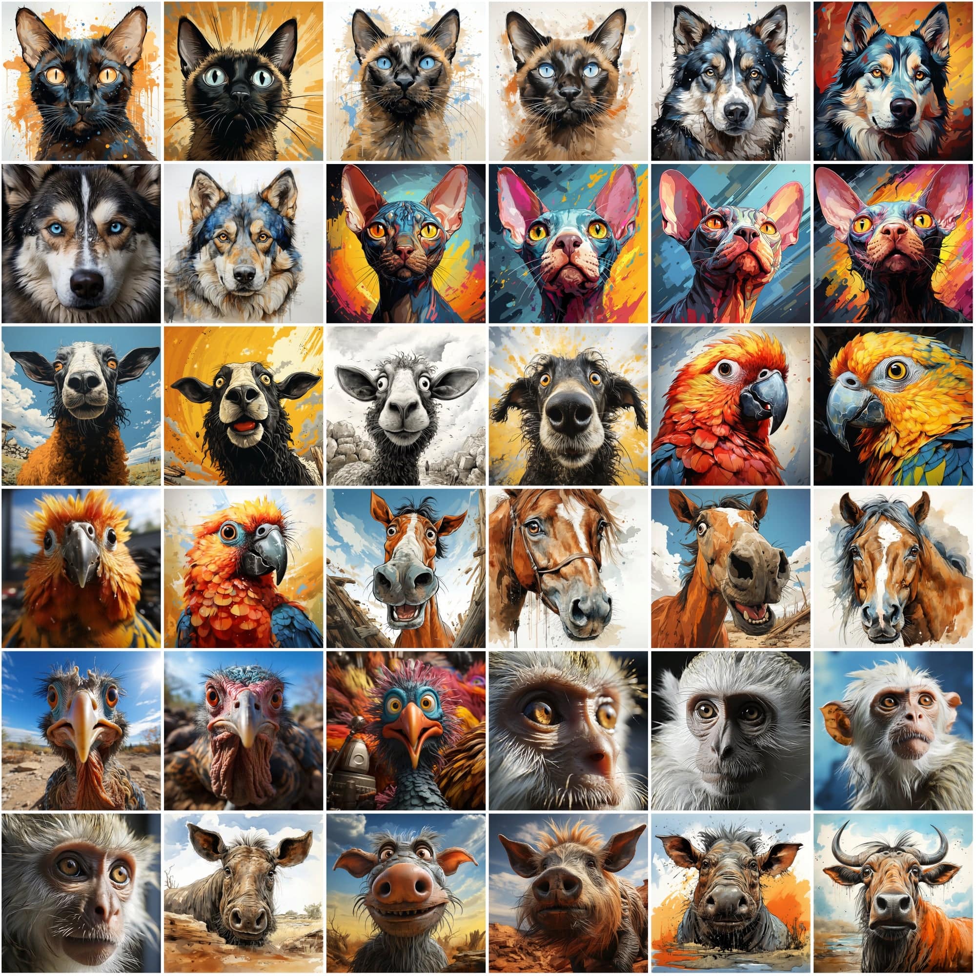 340 close-up animal illustrations collection with commercial license Digital Download Sumobundle