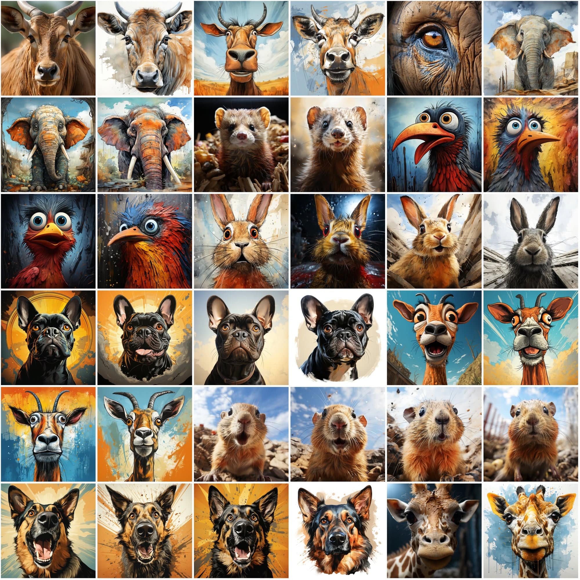 340 close-up animal illustrations collection with commercial license Digital Download Sumobundle