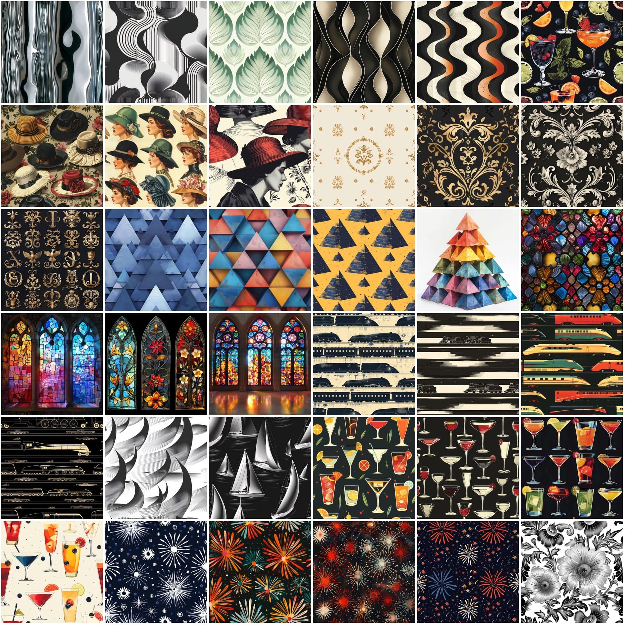 340 Seamless Texture Images with Photoshop Patterns - Abstract, Geometric, Art Deco, High-Resolution, Commercial Use Digital Download Sumobundle