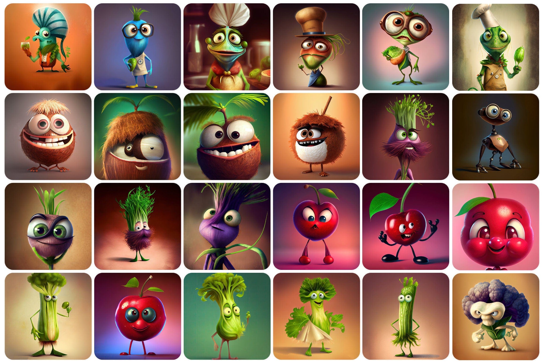 360 Funny fruits and vegetables, Printable Funny Fruit & Vegetable Designs - Commercial license Digital Download Sumobundle