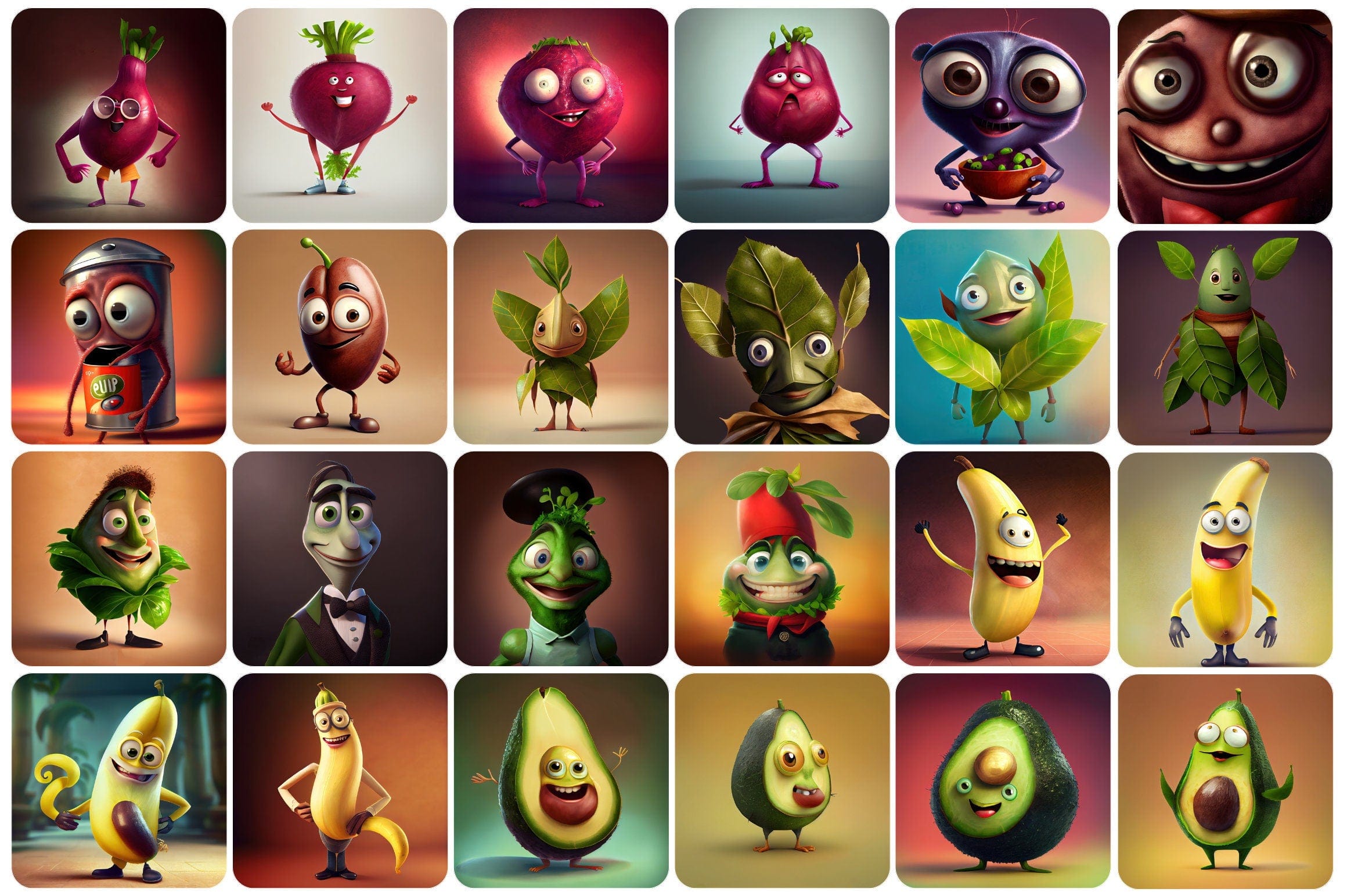 360 Funny fruits and vegetables, Printable Funny Fruit & Vegetable Designs - Commercial license Digital Download Sumobundle