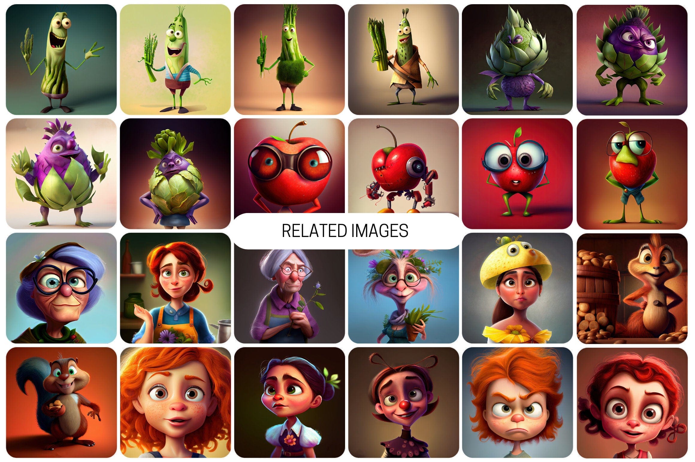 360 Funny fruits and vegetables, Printable Funny Fruit & Vegetable Designs - Commercial license Digital Download Sumobundle