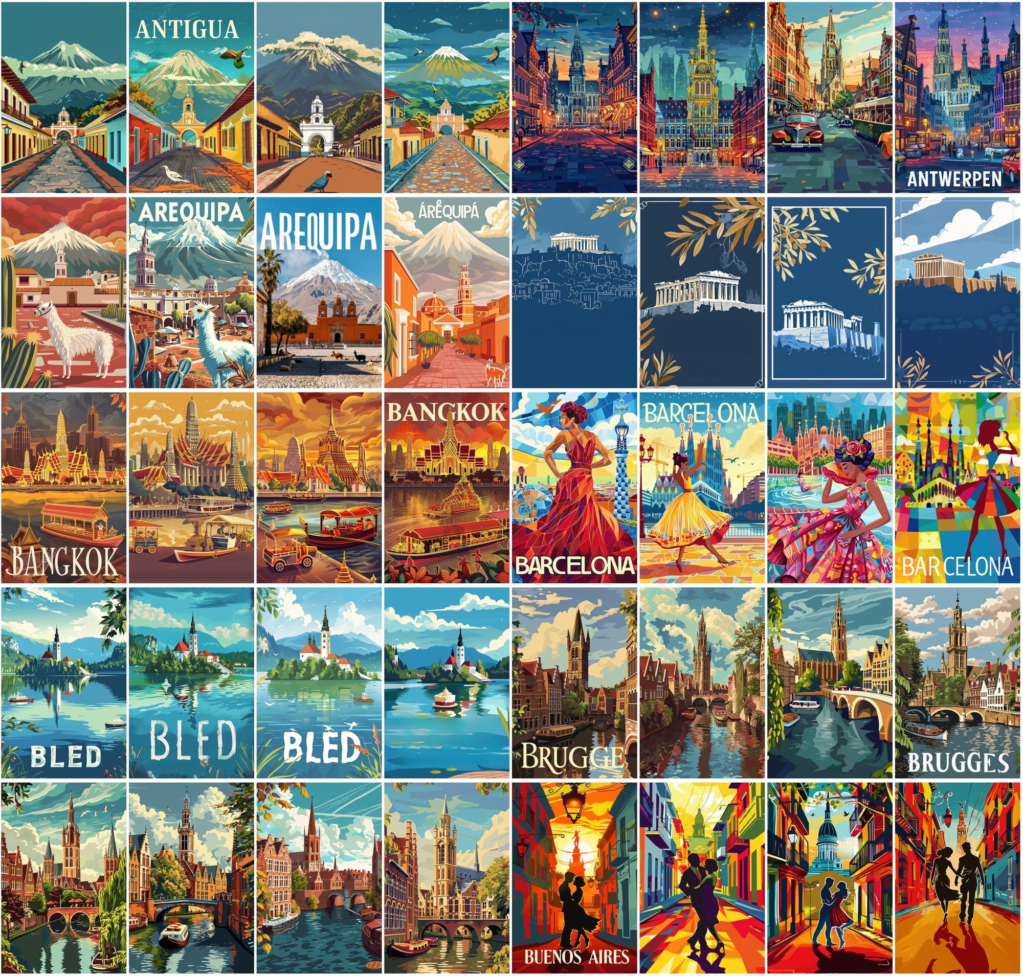 360 Global Landmark Abstracts | Commercial Use | High-Res City Art Digital Download Sumobundle
