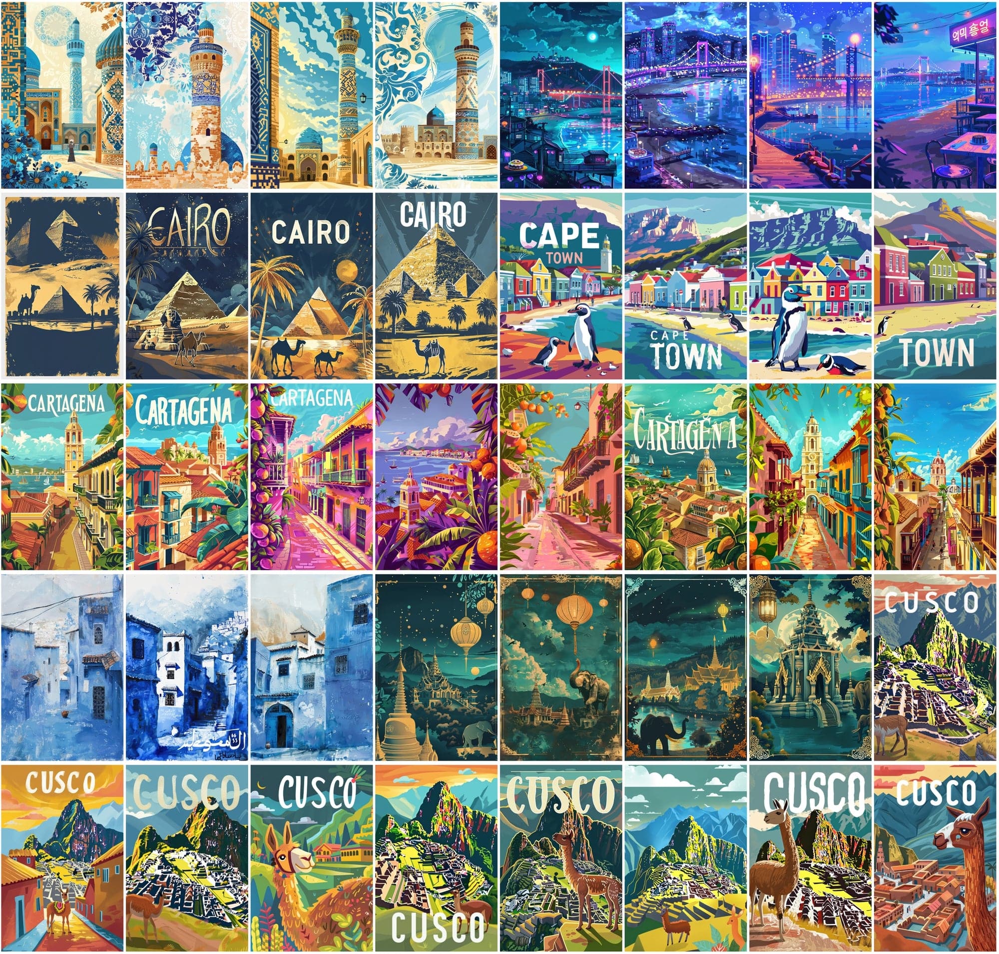 360 Global Landmark Abstracts | Commercial Use | High-Res City Art Digital Download Sumobundle