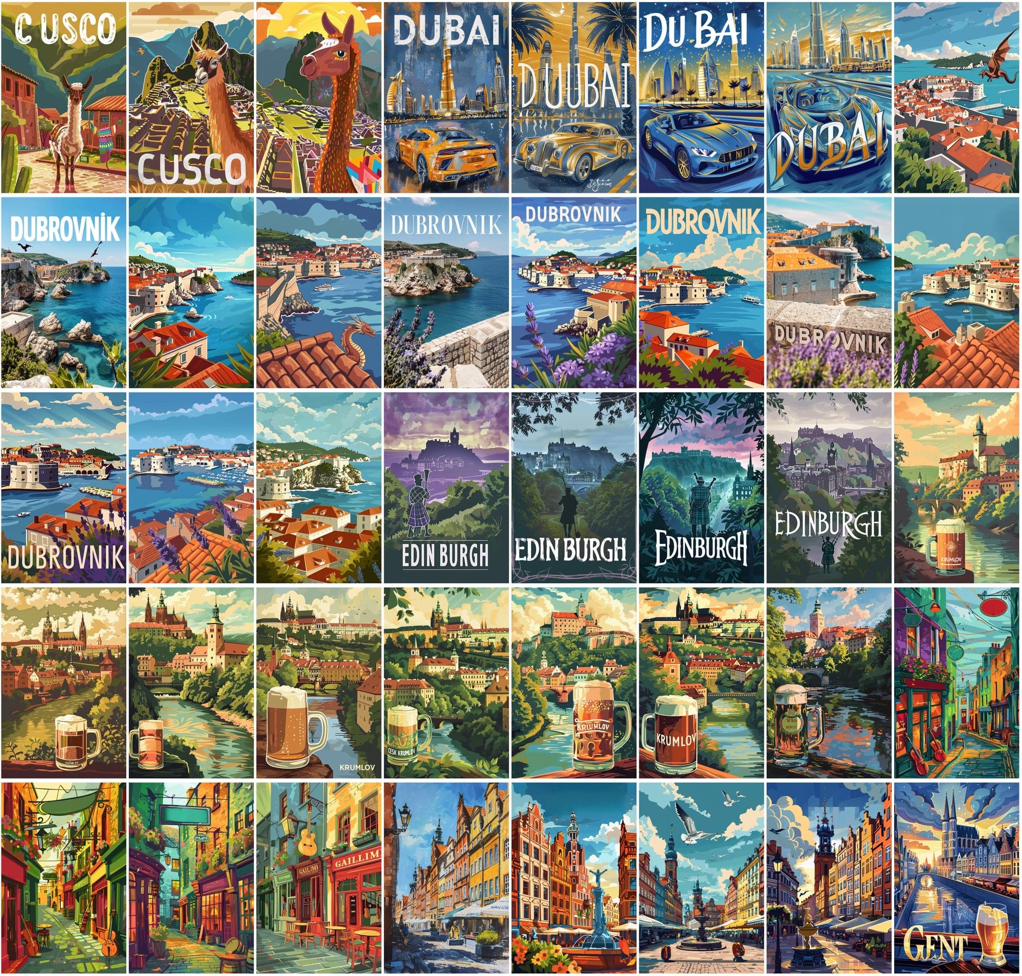360 Global Landmark Abstracts | Commercial Use | High-Res City Art Digital Download Sumobundle