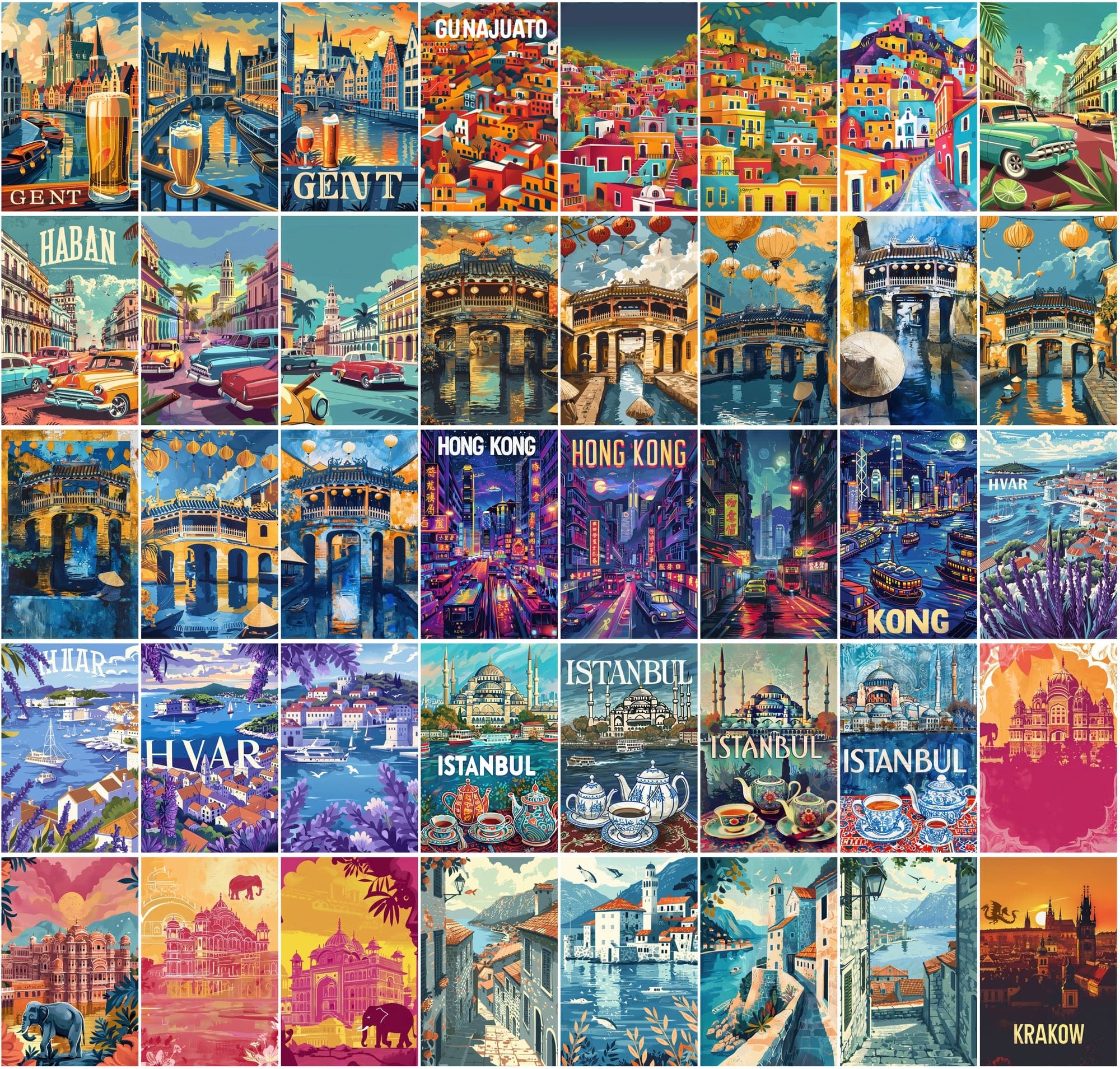 360 Global Landmark Abstracts | Commercial Use | High-Res City Art Digital Download Sumobundle
