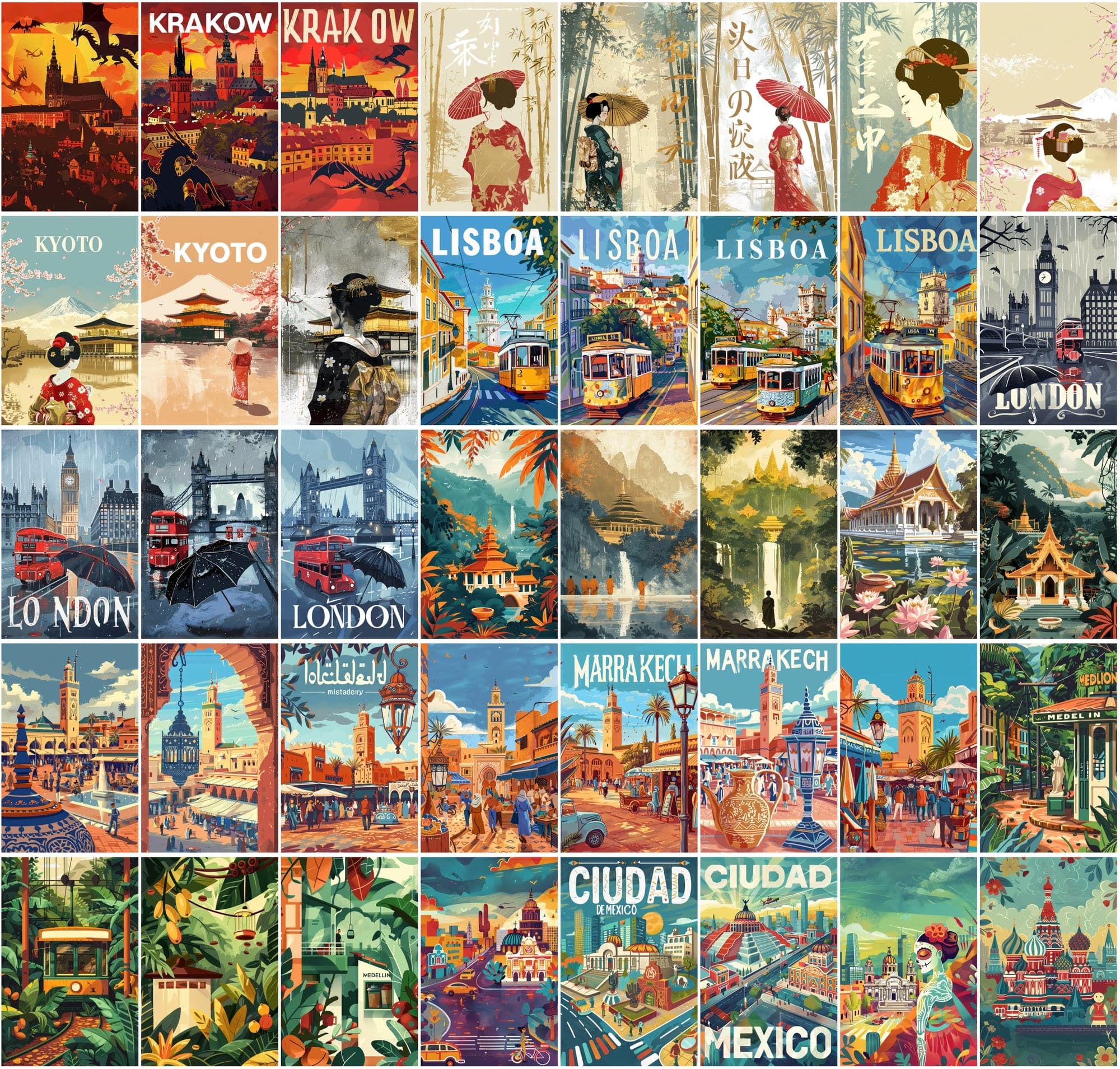 360 Global Landmark Abstracts | Commercial Use | High-Res City Art Digital Download Sumobundle