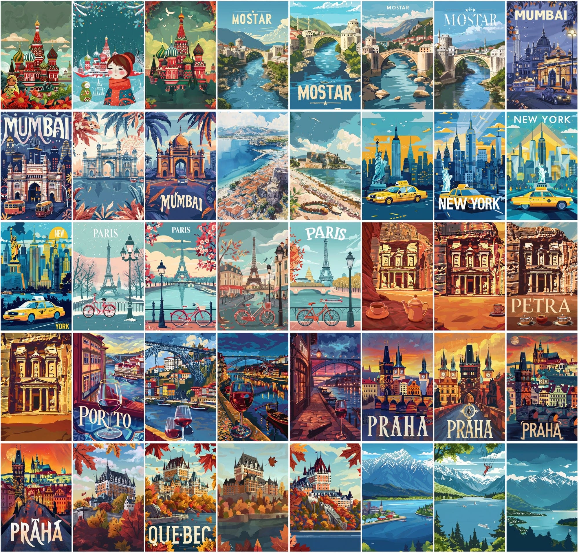 360 Global Landmark Abstracts | Commercial Use | High-Res City Art Digital Download Sumobundle