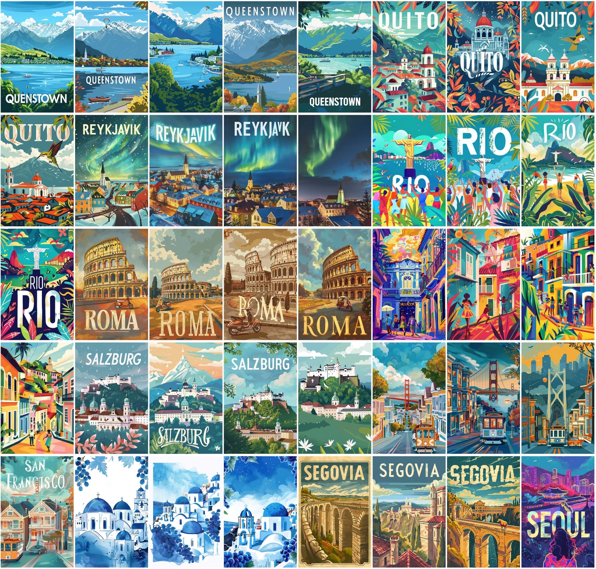 360 Global Landmark Abstracts | Commercial Use | High-Res City Art Digital Download Sumobundle