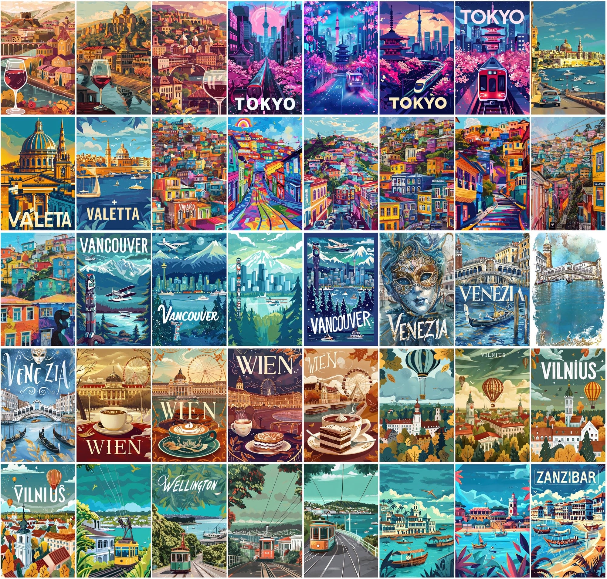 360 Global Landmark Abstracts | Commercial Use | High-Res City Art Digital Download Sumobundle
