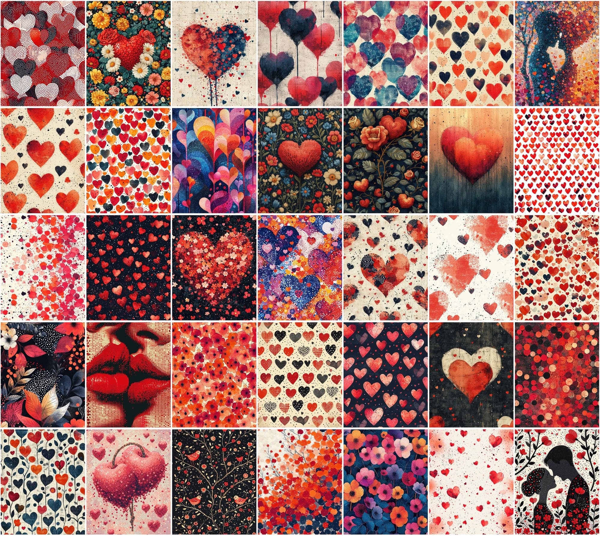 370 Valentine's Day Backgrounds - Colorful Romantic Digital Art with Commercial License Digital Download Sumobundle