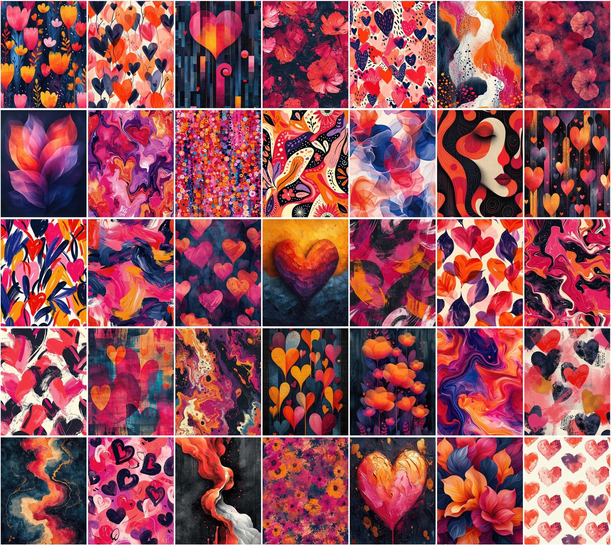 370 Valentine's Day Backgrounds - Colorful Romantic Digital Art with Commercial License Digital Download Sumobundle