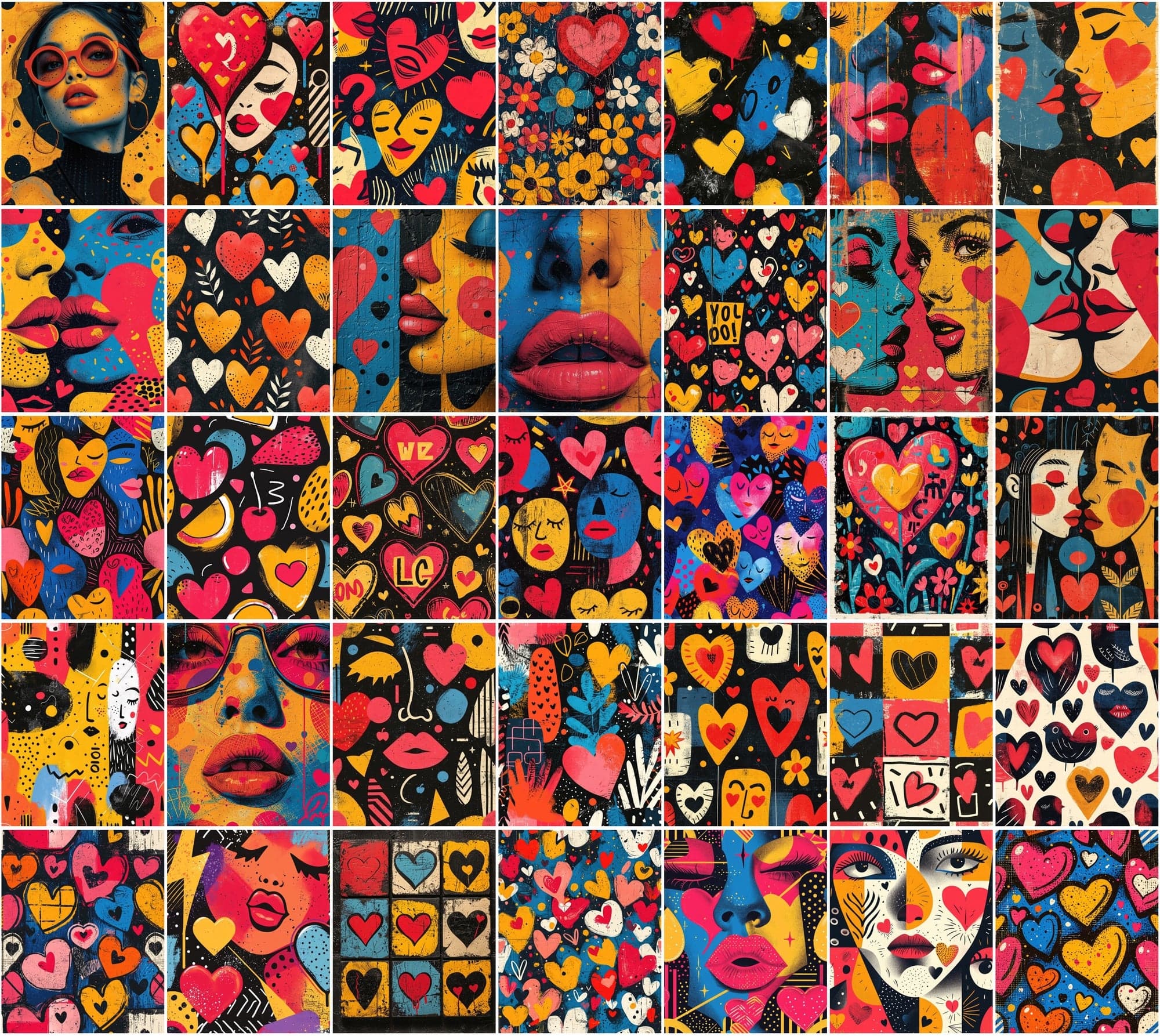 370 Valentine's Day Backgrounds - Colorful Romantic Digital Art with Commercial License Digital Download Sumobundle