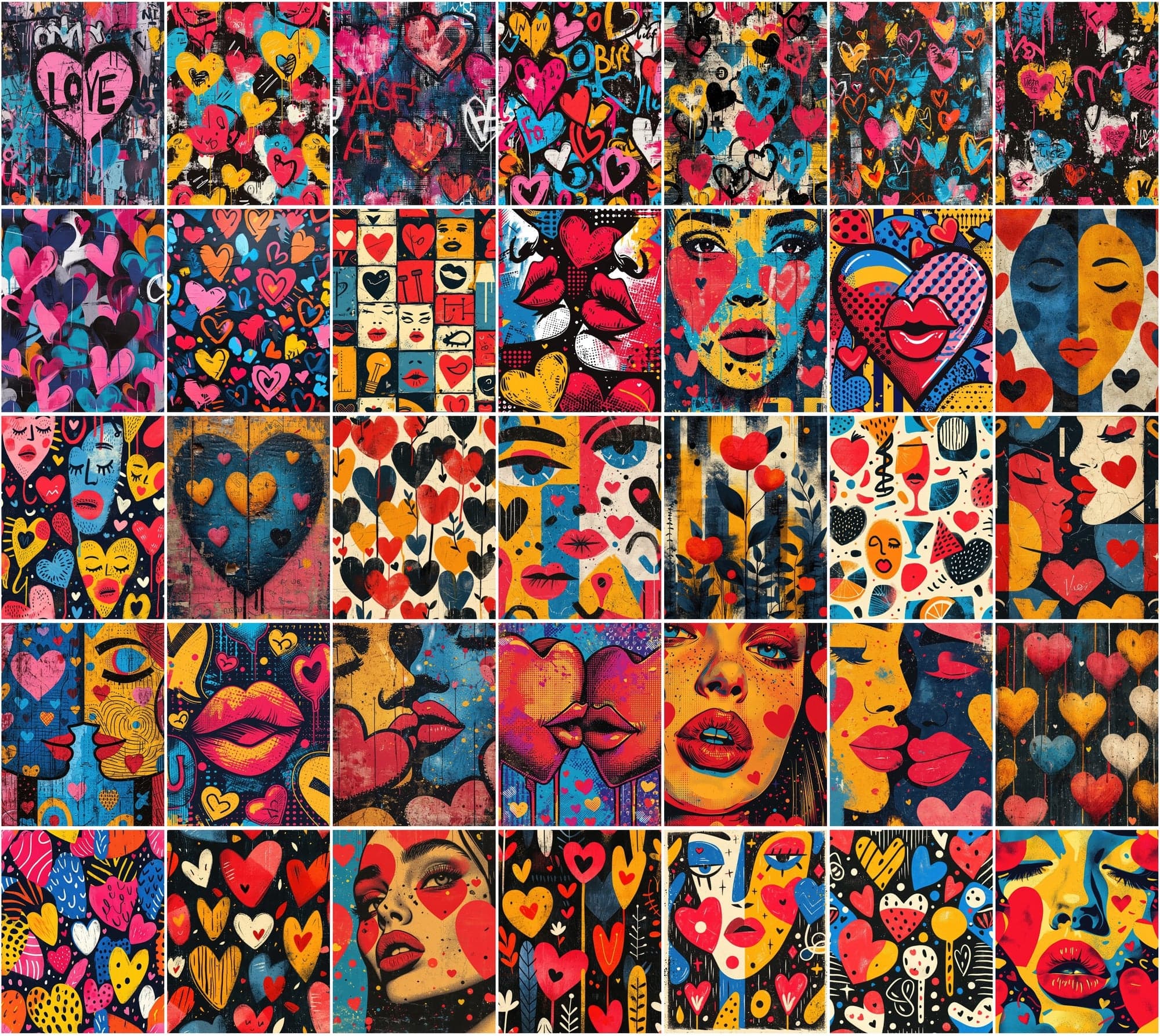 370 Valentine's Day Backgrounds - Colorful Romantic Digital Art with Commercial License Digital Download Sumobundle