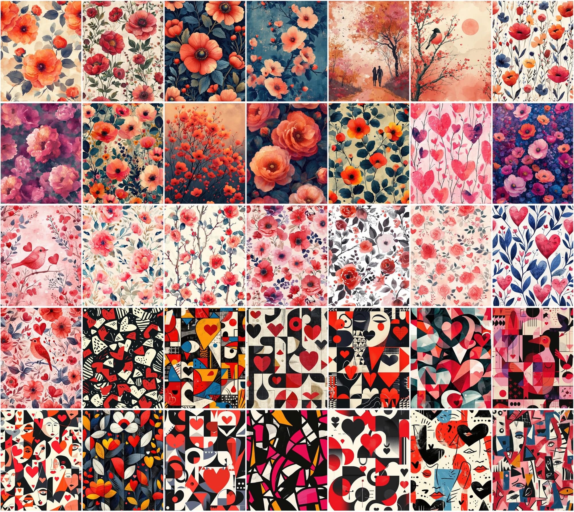 370 Valentine's Day Backgrounds - Colorful Romantic Digital Art with Commercial License Digital Download Sumobundle