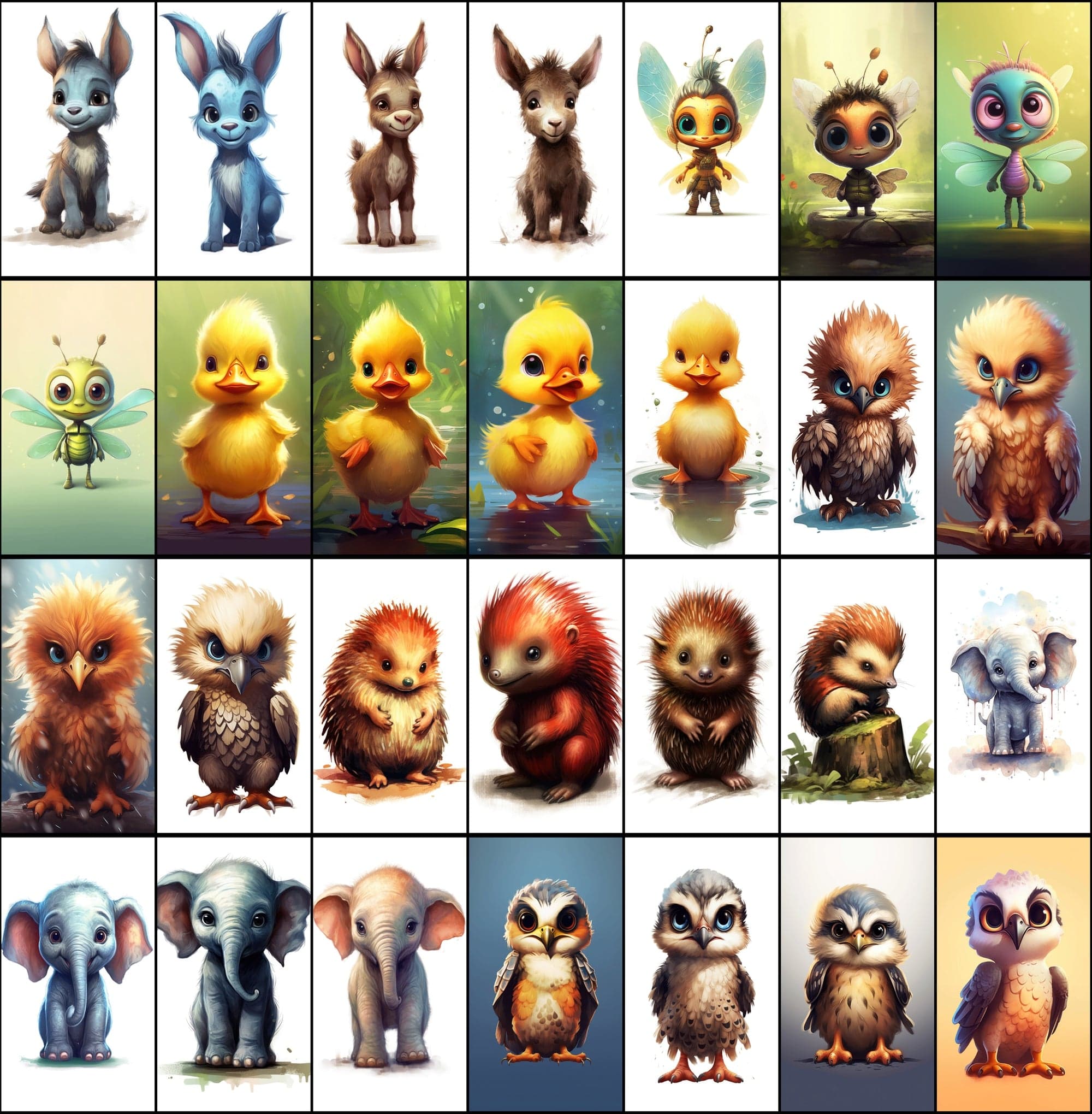 380 Colorful Chibi Animal PNGs with Commercial License Digital Download Sumobundle