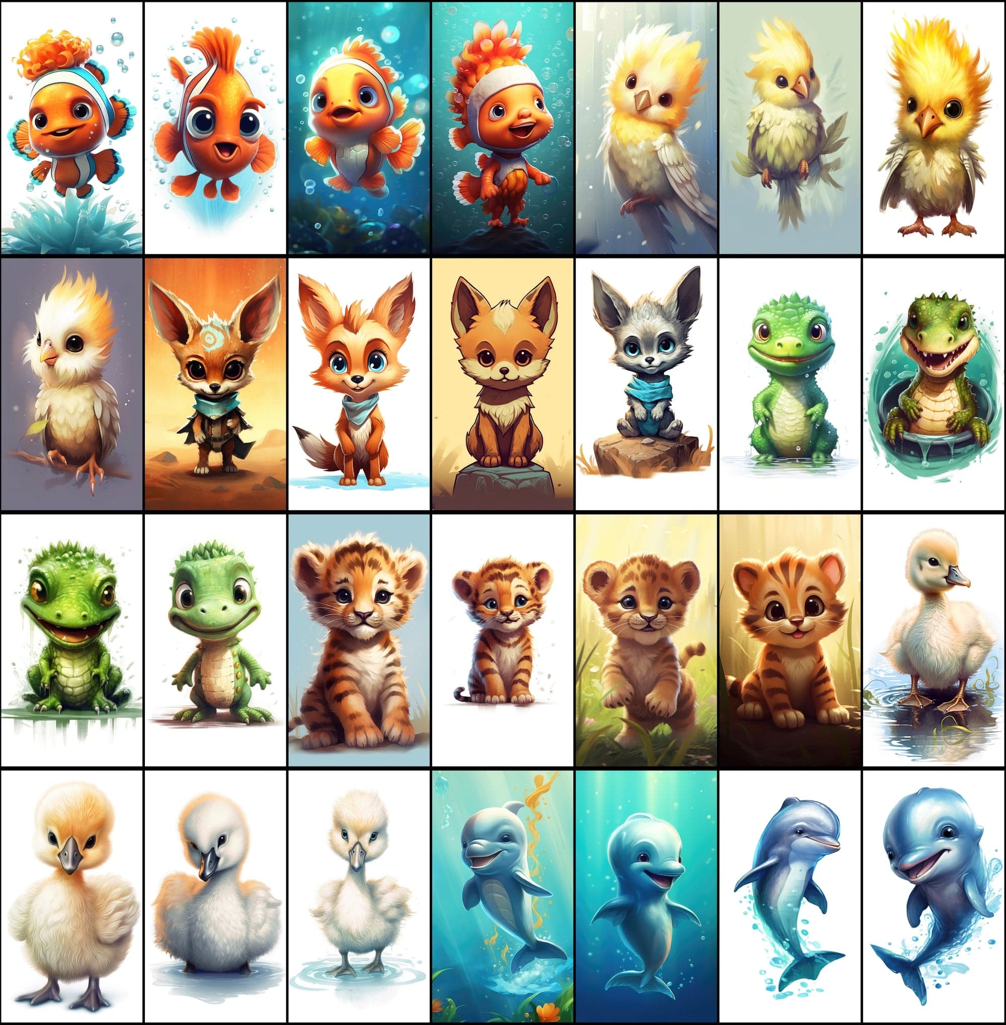 380 Colorful Chibi Animal PNGs with Commercial License Digital Download Sumobundle
