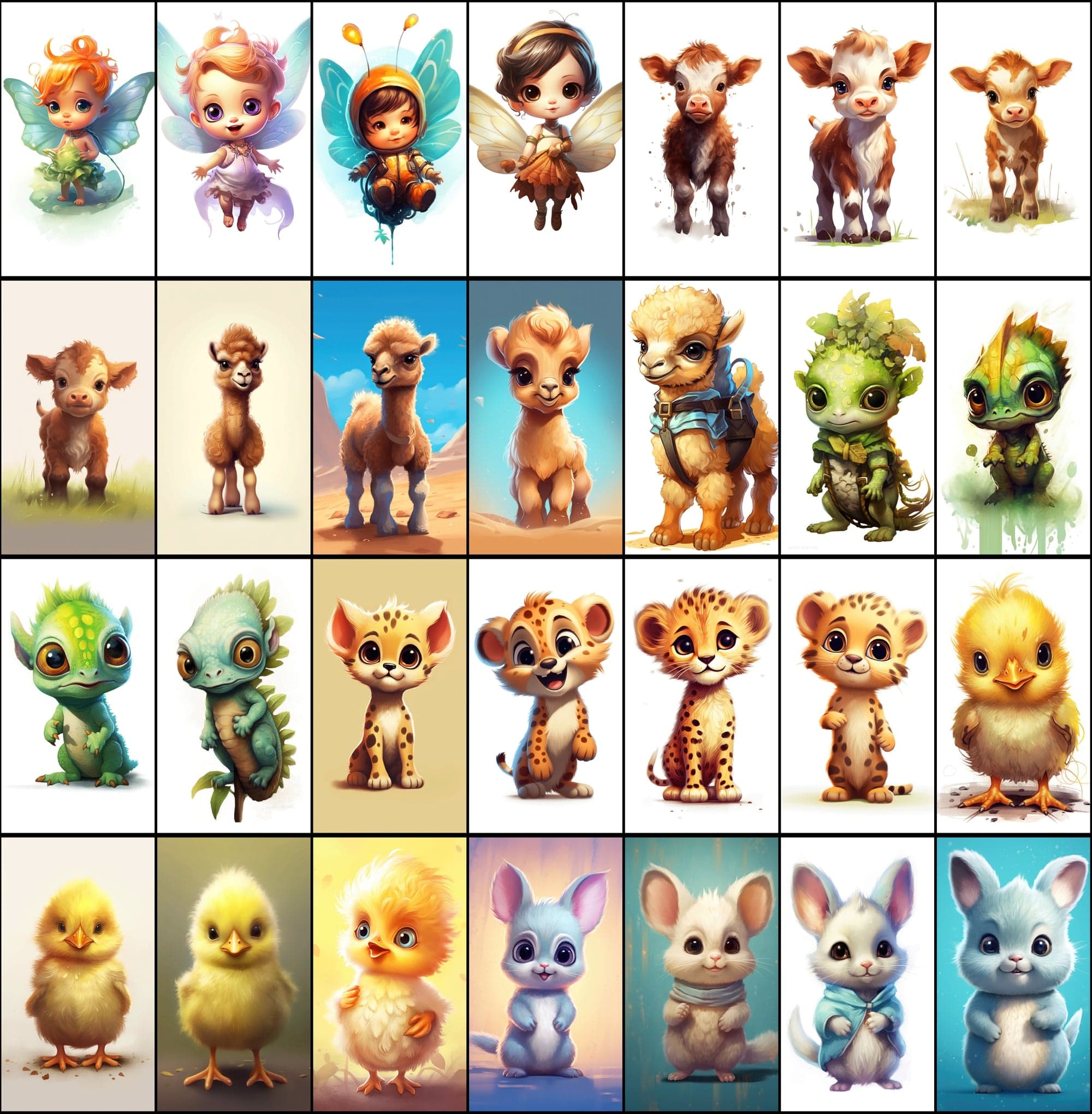 380 Colorful Chibi Animal PNGs with Commercial License Digital Download Sumobundle