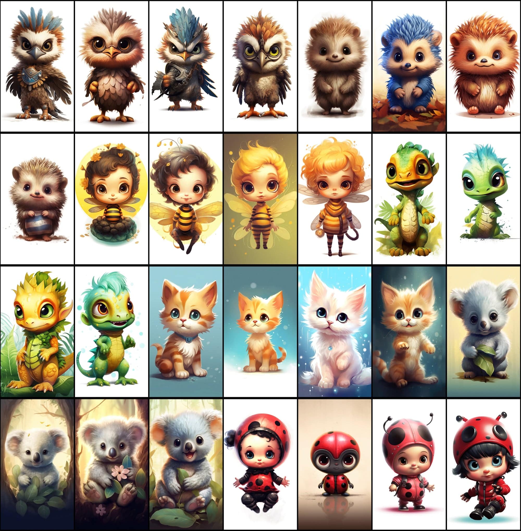 380 Colorful Chibi Animal PNGs with Commercial License Digital Download Sumobundle