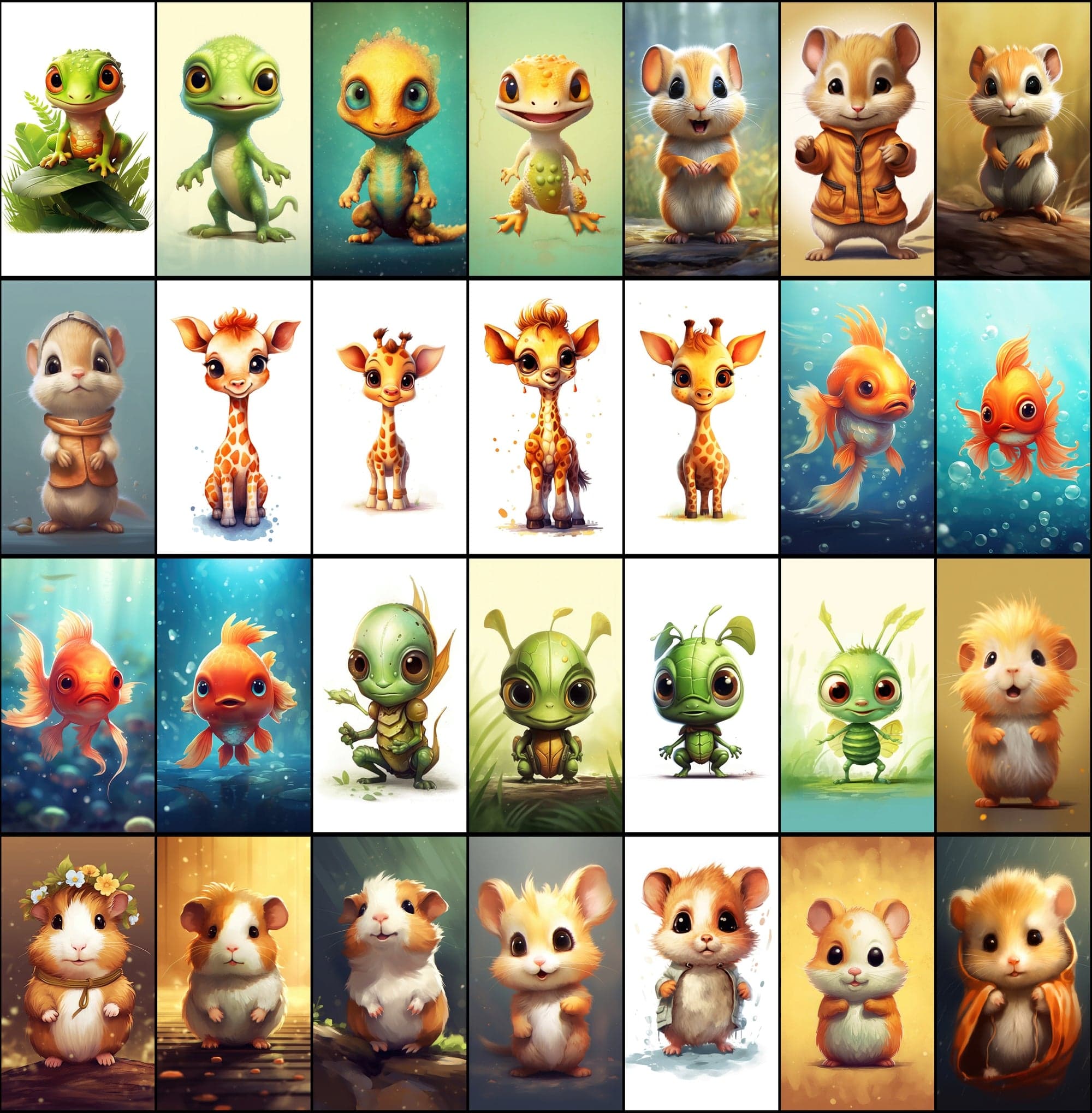 380 Colorful Chibi Animal PNGs with Commercial License Digital Download Sumobundle