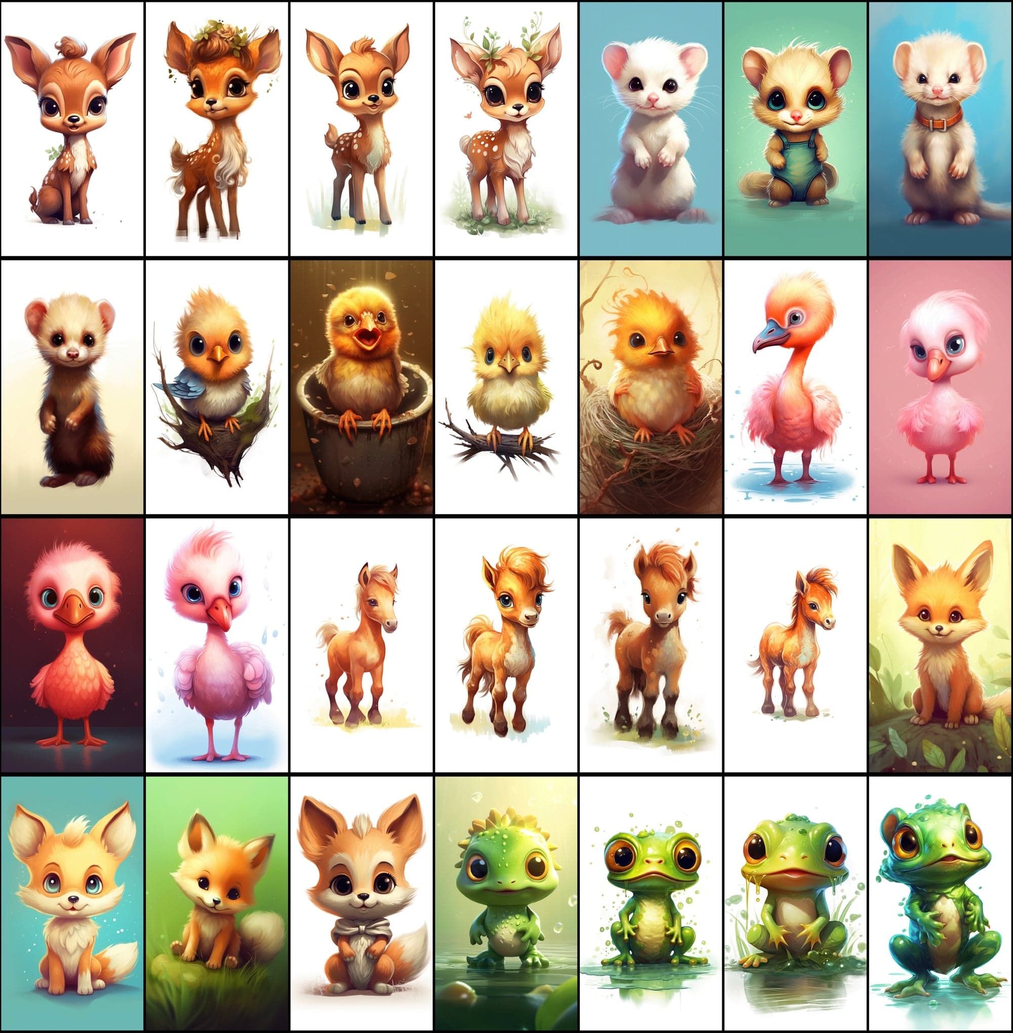380 Colorful Chibi Animal PNGs with Commercial License Digital Download Sumobundle