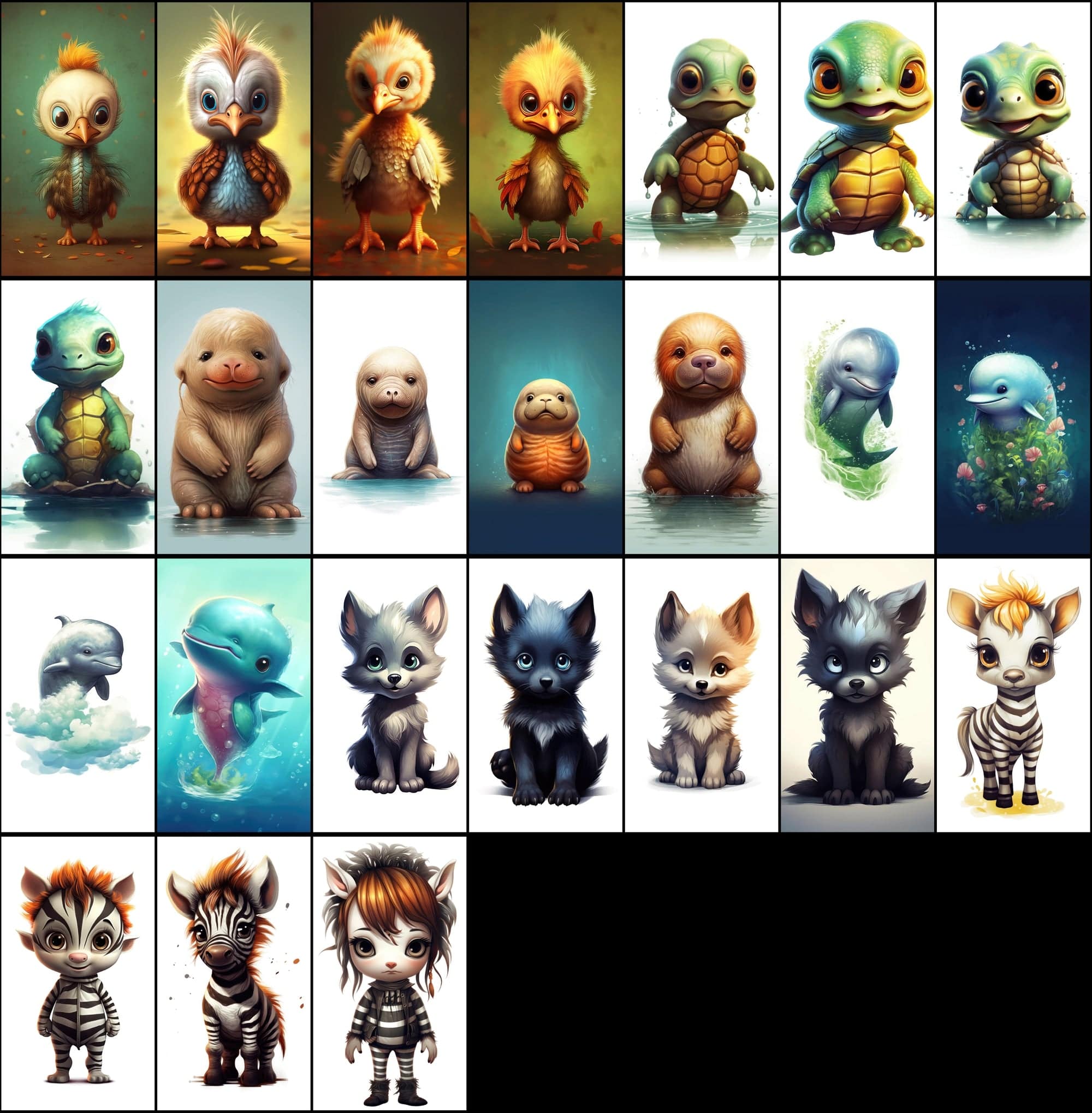 380 Colorful Chibi Animal PNGs with Commercial License Digital Download Sumobundle