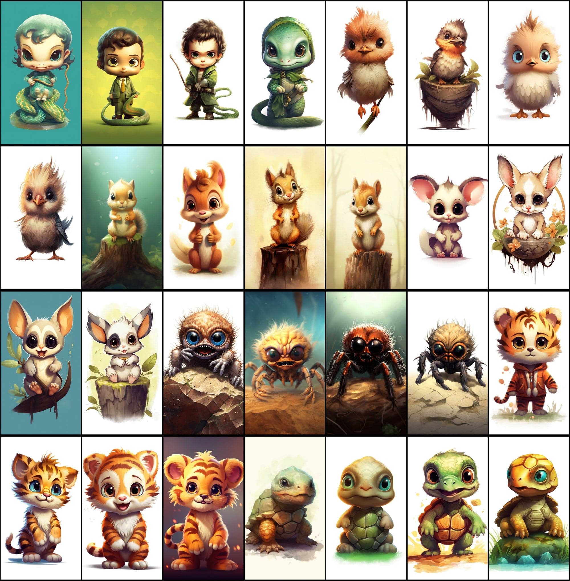 380 Colorful Chibi Animal PNGs with Commercial License Digital Download Sumobundle