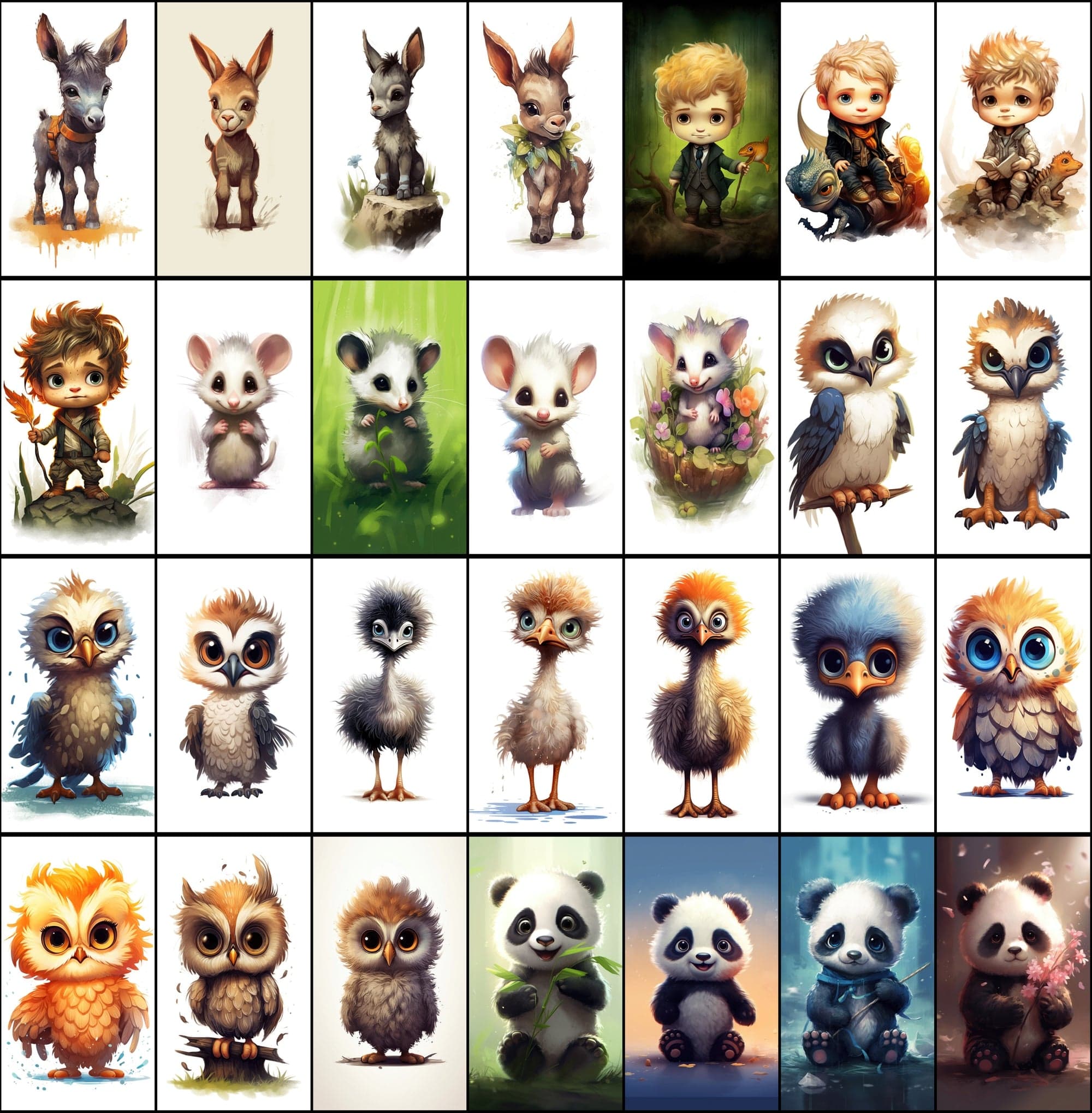 380 Colorful Chibi Animal PNGs with Commercial License Digital Download Sumobundle