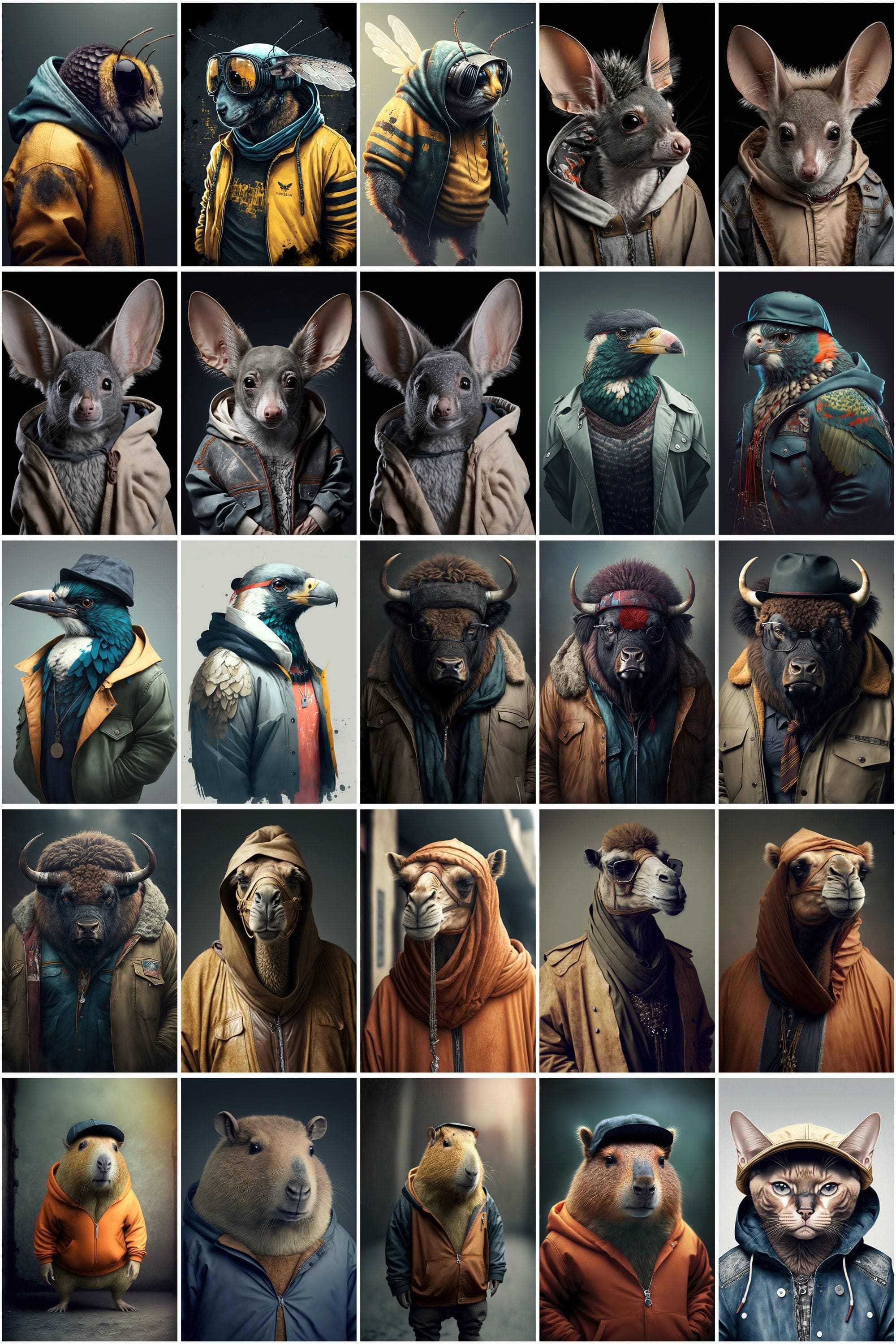 380 Fashion Animals Amazing and Unique, Printable Chic Animals, Designer animals, Pet animals dressed with cool clothes - Commercial License Digital Download Sumobundle