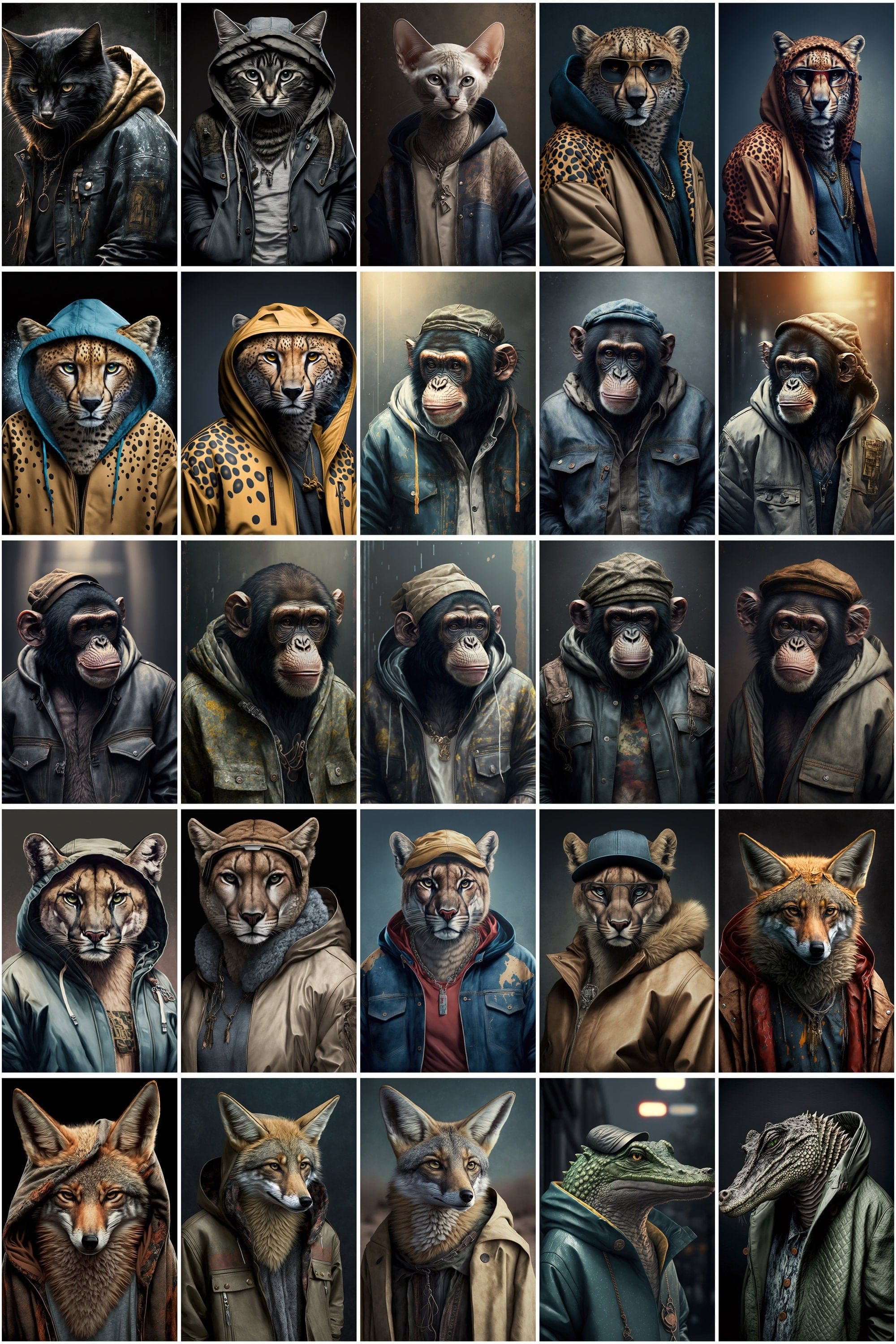 380 Fashion Animals Amazing and Unique, Printable Chic Animals, Designer animals, Pet animals dressed with cool clothes - Commercial License Digital Download Sumobundle