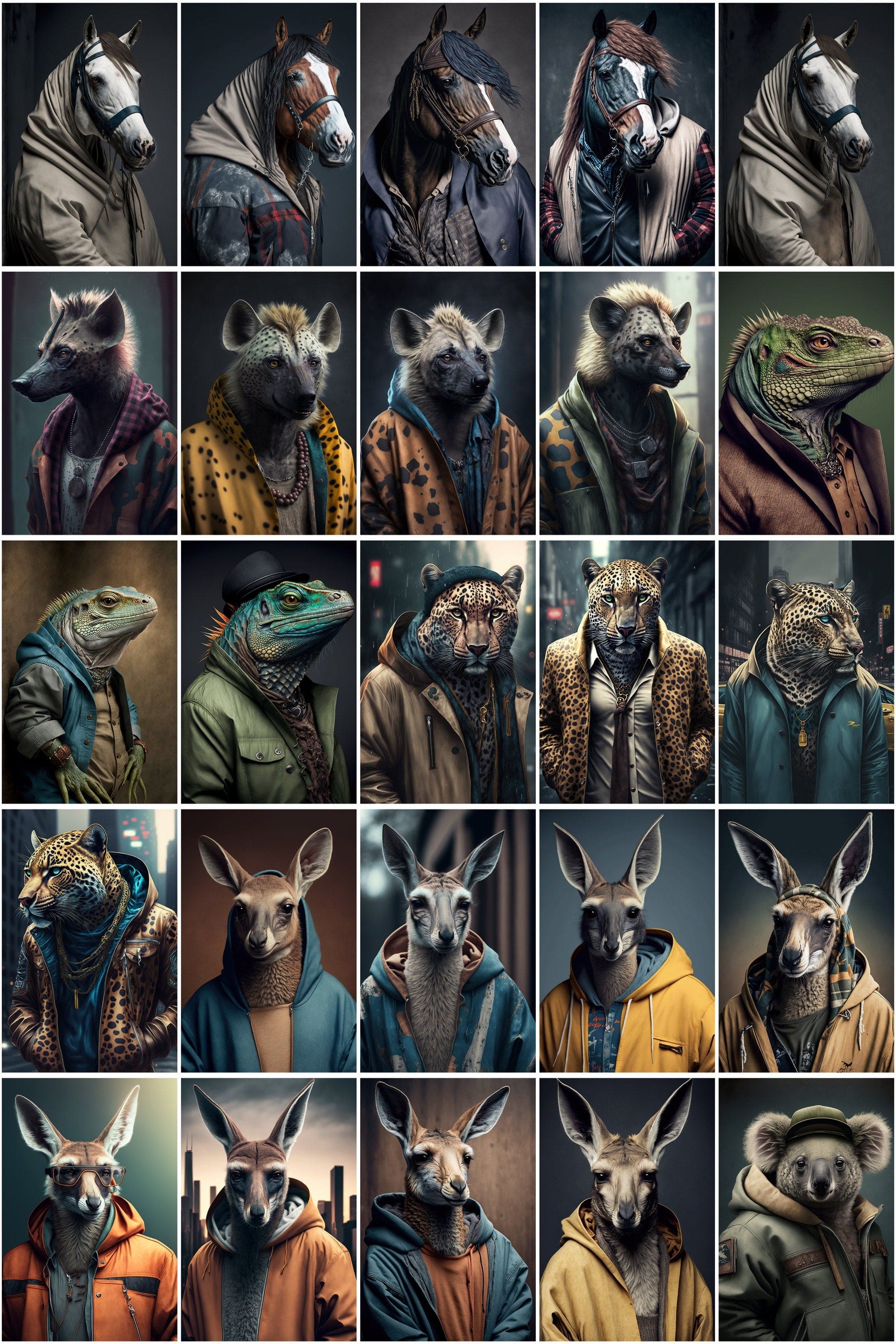 380 Fashion Animals Amazing and Unique, Printable Chic Animals, Designer animals, Pet animals dressed with cool clothes - Commercial License Digital Download Sumobundle