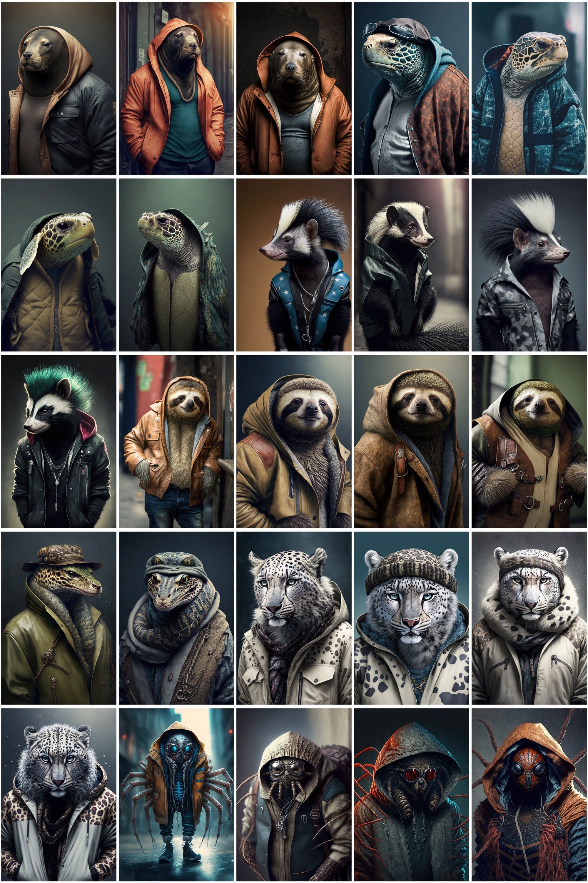 380 Fashion Animals Amazing and Unique, Printable Chic Animals, Designer animals, Pet animals dressed with cool clothes - Commercial License Digital Download Sumobundle