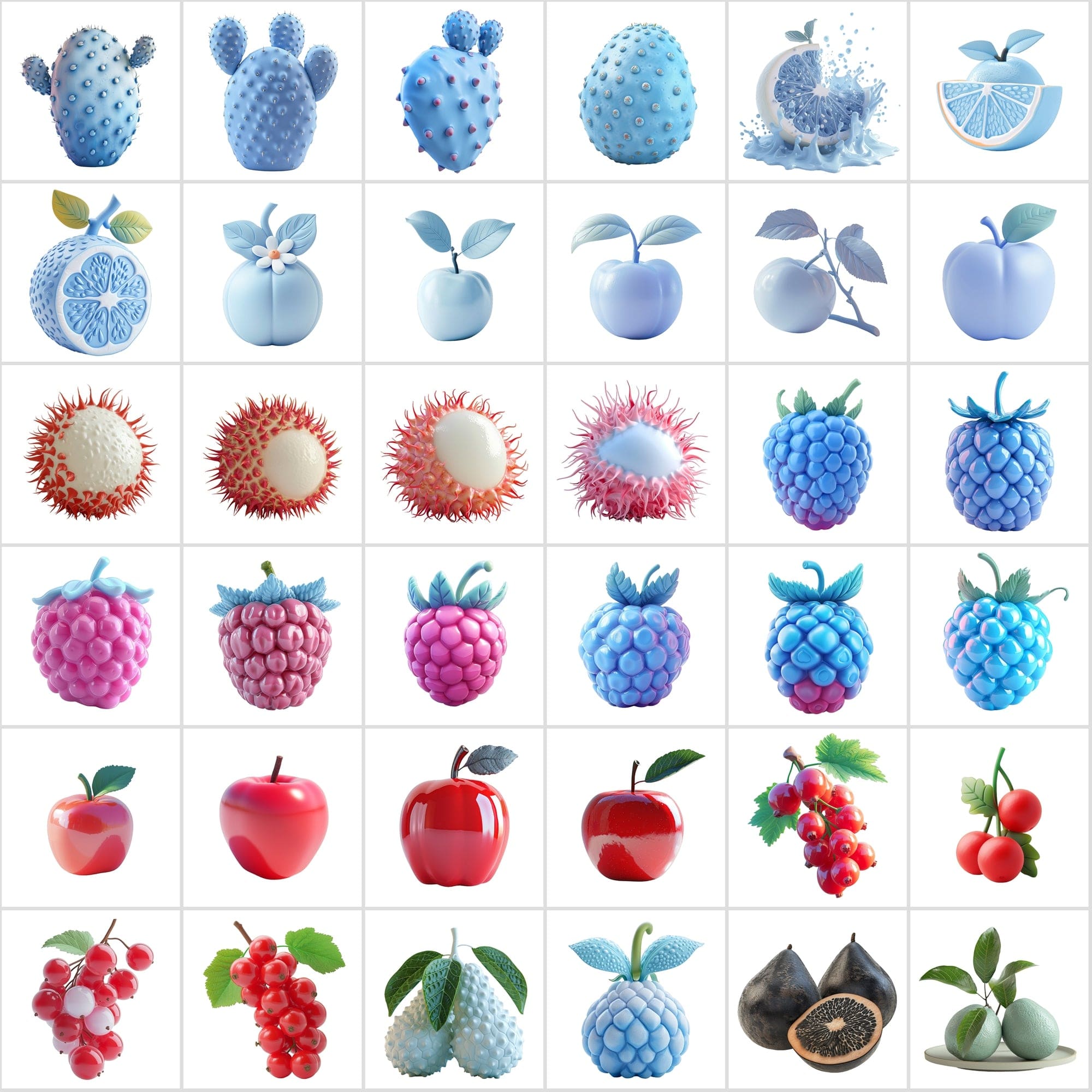 380 Vibrant Fruit Illustrations Pack: Plastic & Clay Textures Digital Download Sumobundle