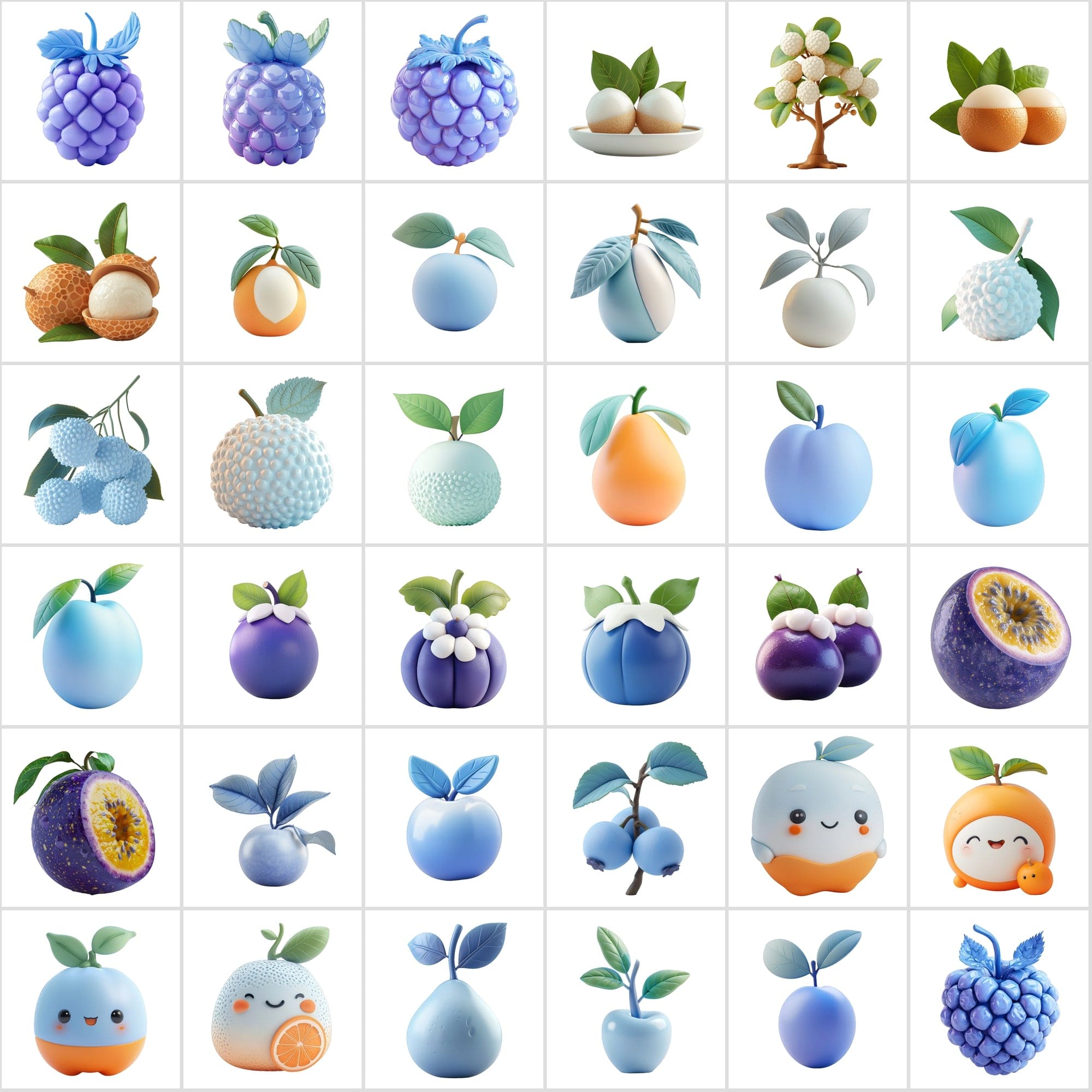 380 Vibrant Fruit Illustrations Pack: Plastic & Clay Textures Digital Download Sumobundle
