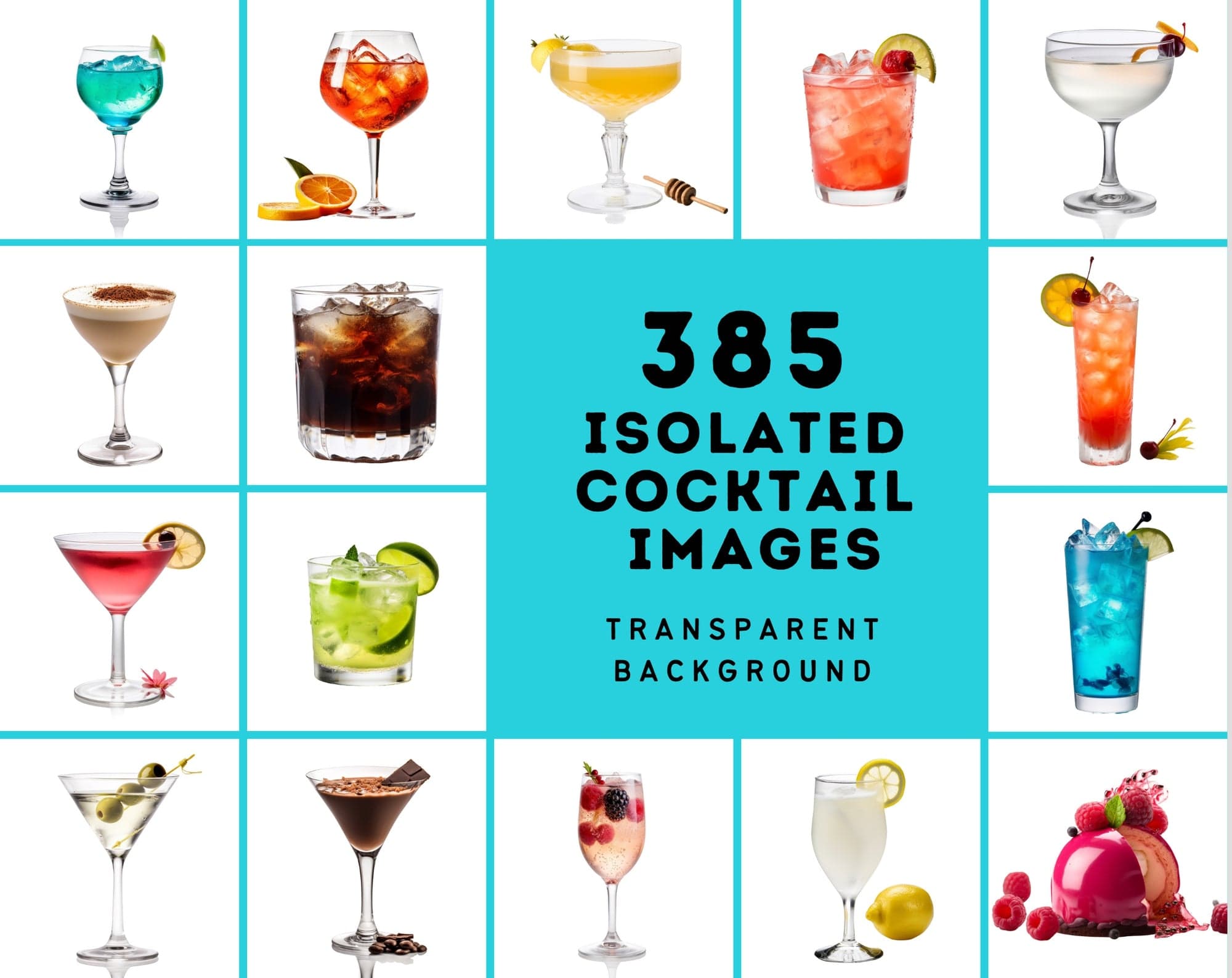 385 Cocktail Images with Transparent Background Digital Download Sumobundle