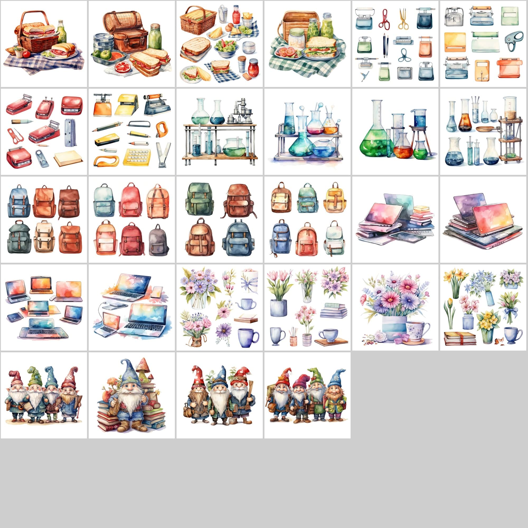385 School-Themed Watercolor Clipart: Perfect for Teachers, Small Businesses, and Crafters Digital Download Sumobundle