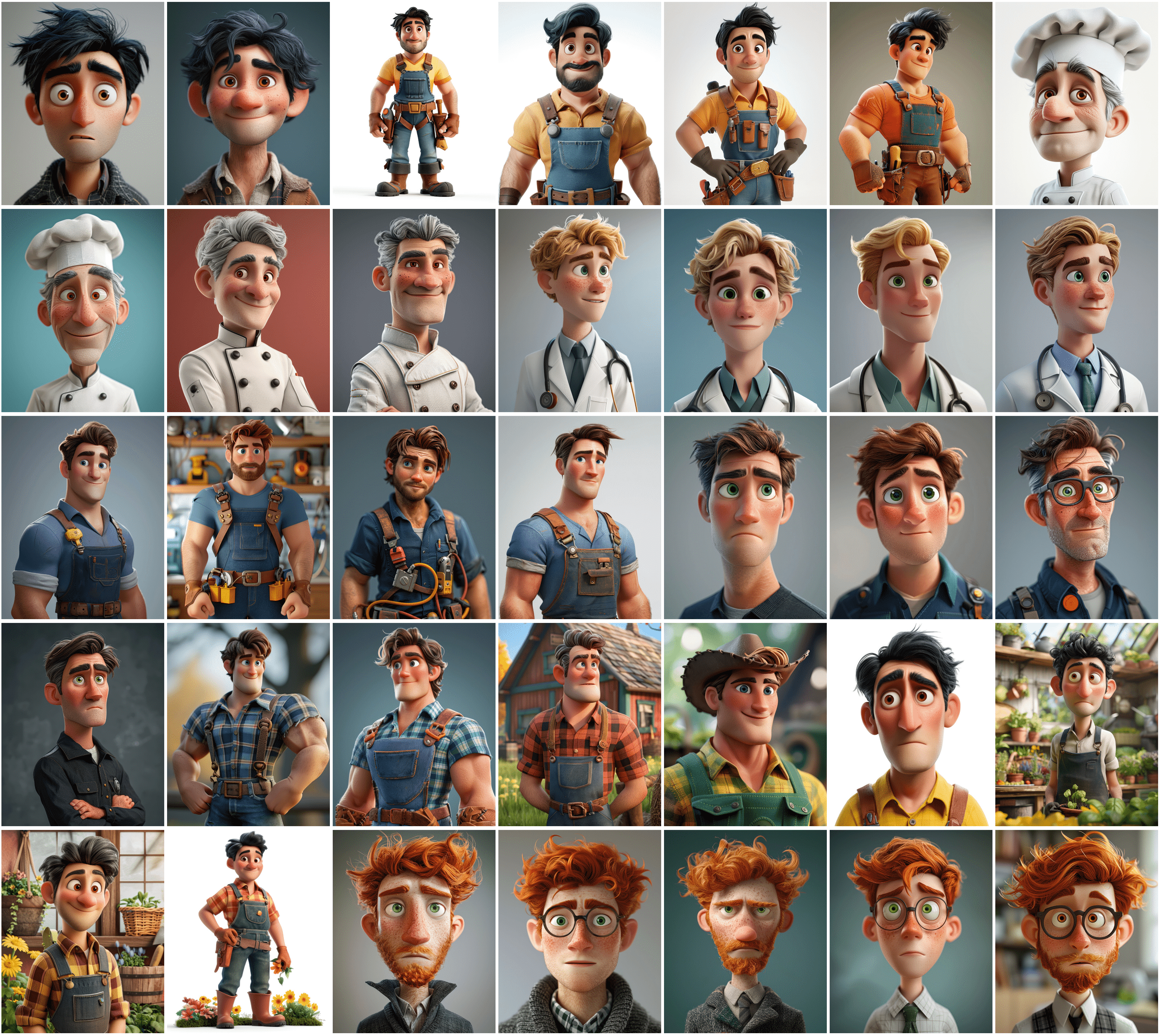 390 Unique 3D Character Images - Diverse Professions - High-Resolution Digital Art with Commercial License Digital Download Sumobundle