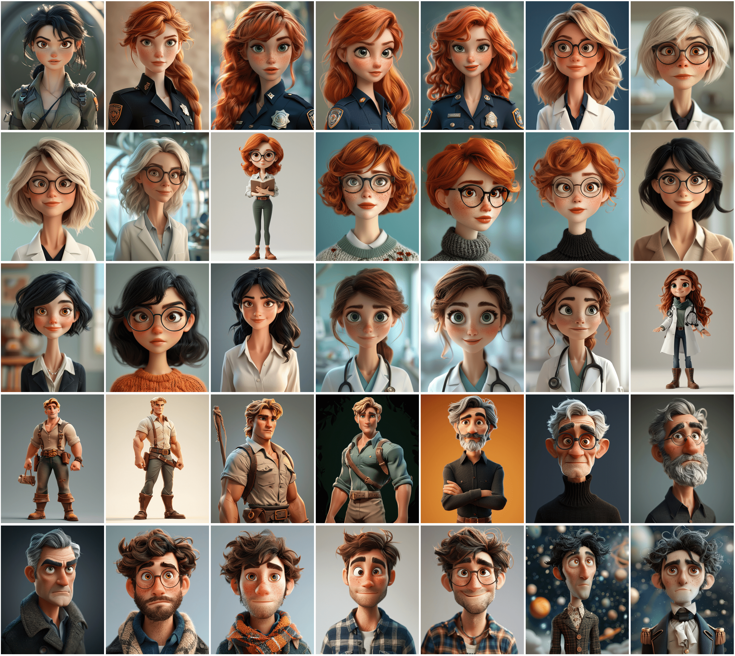 390 Unique 3D Character Images - Diverse Professions - High-Resolution Digital Art with Commercial License Digital Download Sumobundle