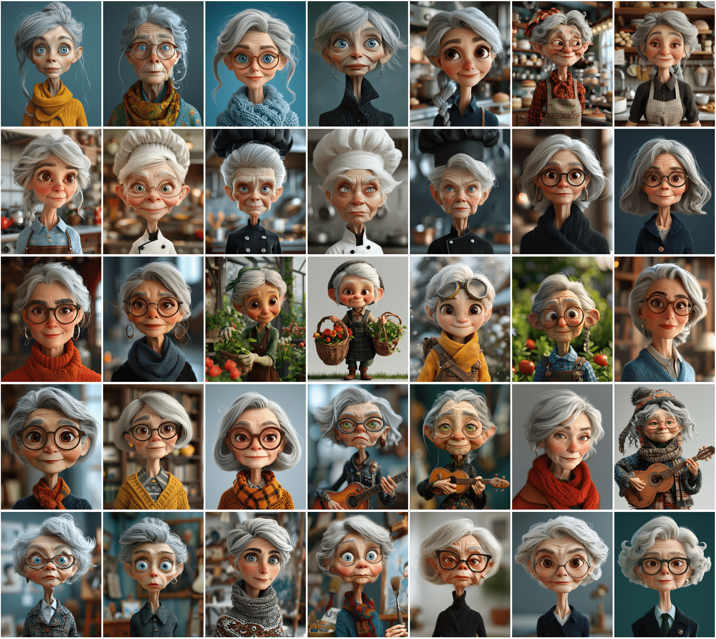 390 Unique 3D Character Images - Diverse Professions - High-Resolution Digital Art with Commercial License Digital Download Sumobundle