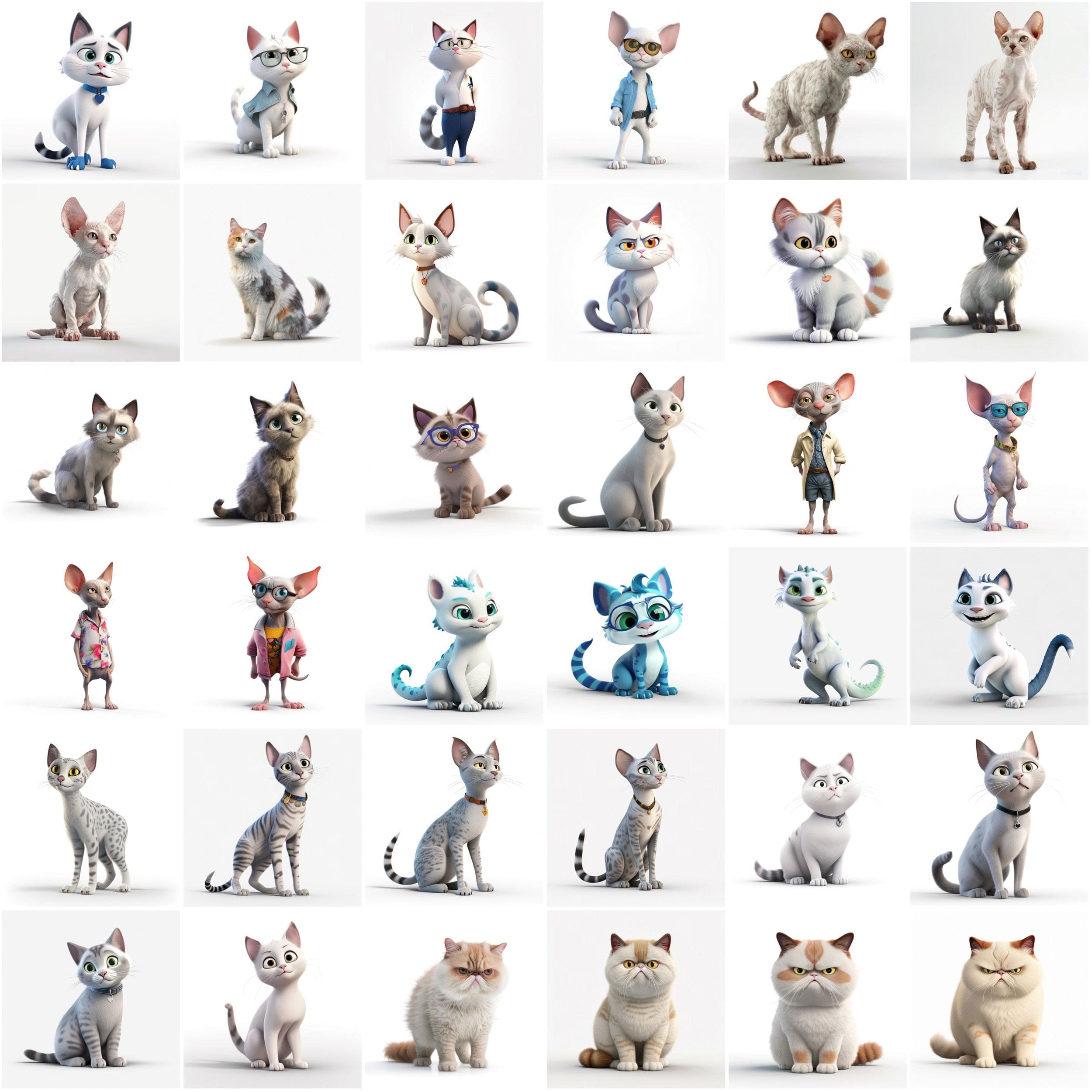 3D & Cartoon Cat Image Bundle - 370 Transparent PNG Cat Graphics for Creative Projects - Ultimate Cat Lovers' 3D Cartoon Image Collection Digital Download Sumobundle