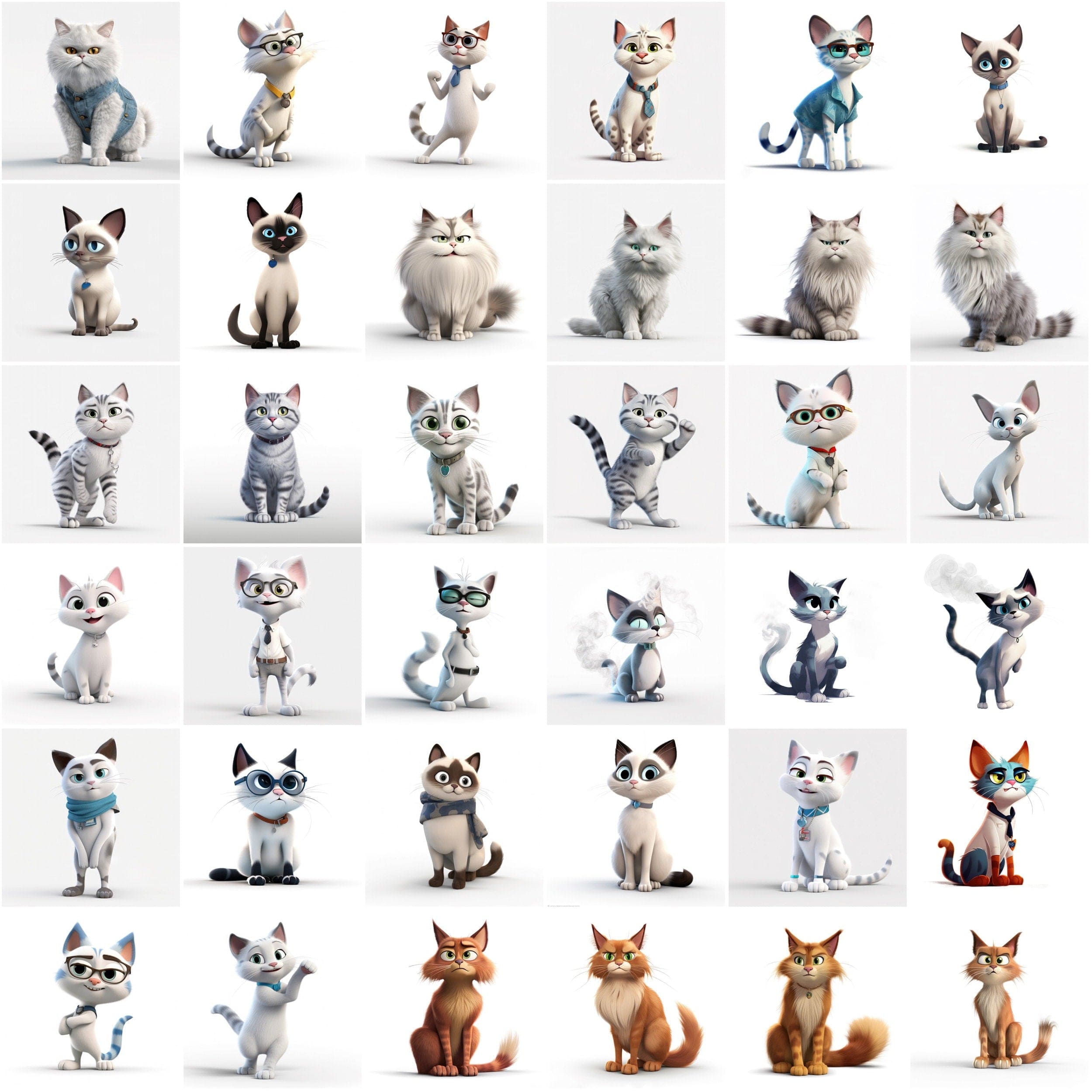 3D & Cartoon Cat Image Bundle - 370 Transparent PNG Cat Graphics for Creative Projects - Ultimate Cat Lovers' 3D Cartoon Image Collection Digital Download Sumobundle