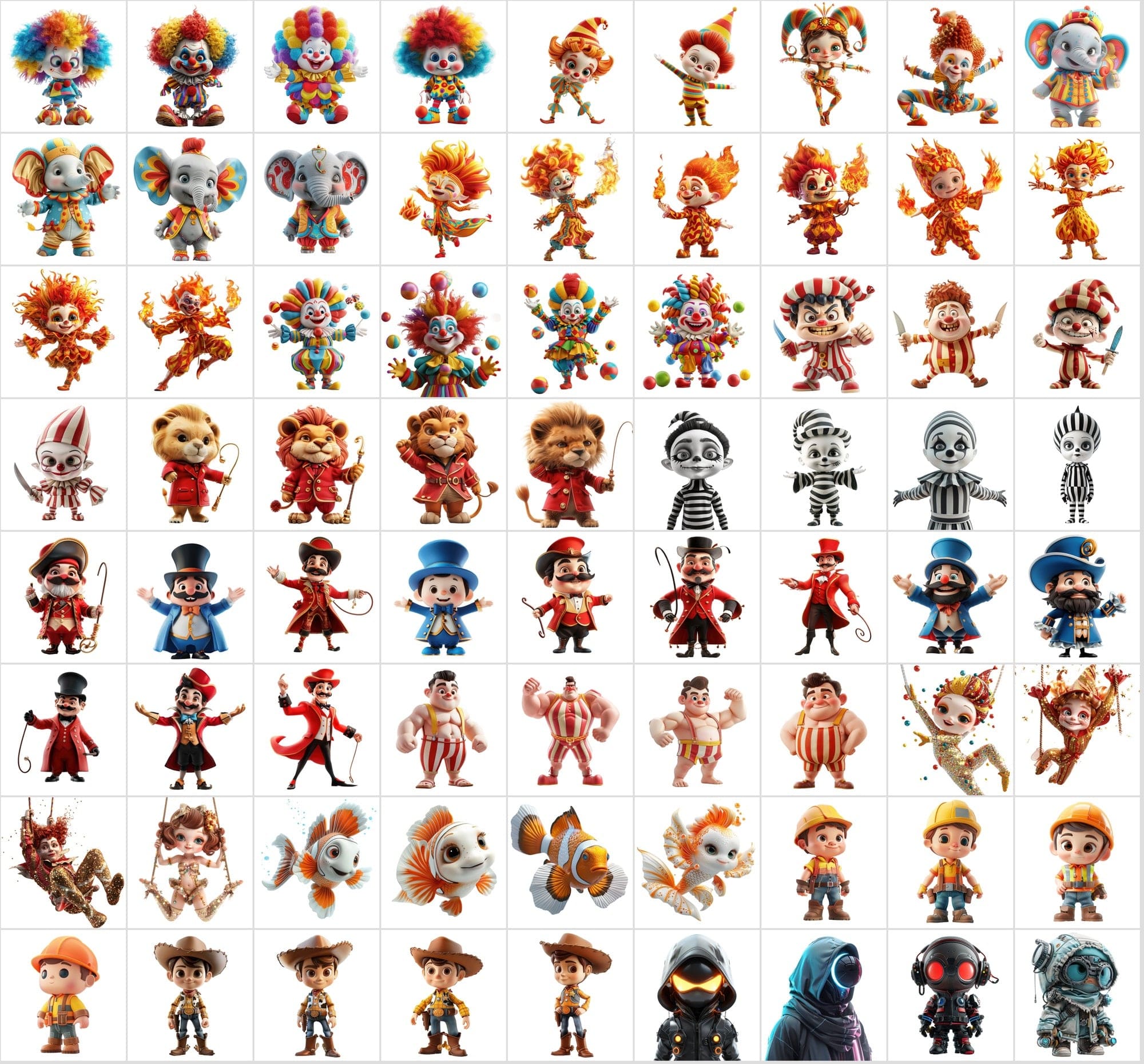 3D Mascot Collection: 790 Transparent Unique Characters Digital Download Sumobundle