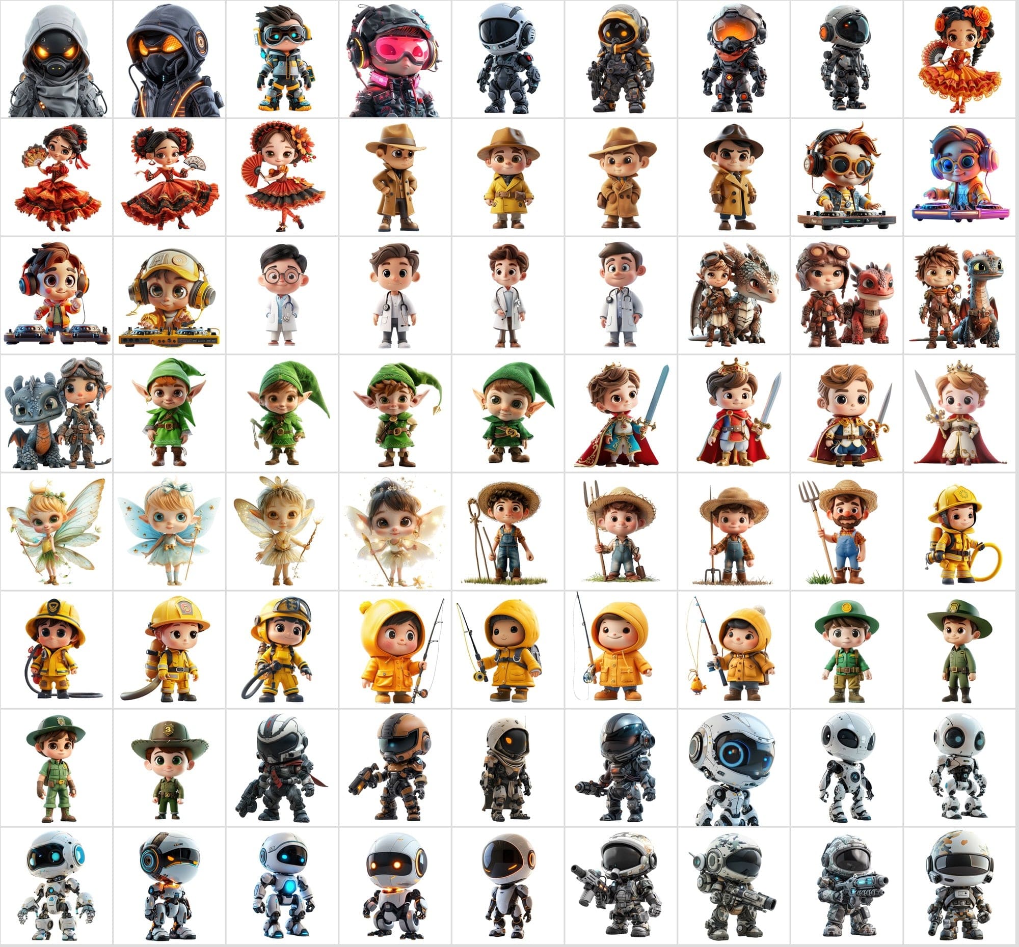 3D Mascot Collection: 790 Transparent Unique Characters Digital Download Sumobundle