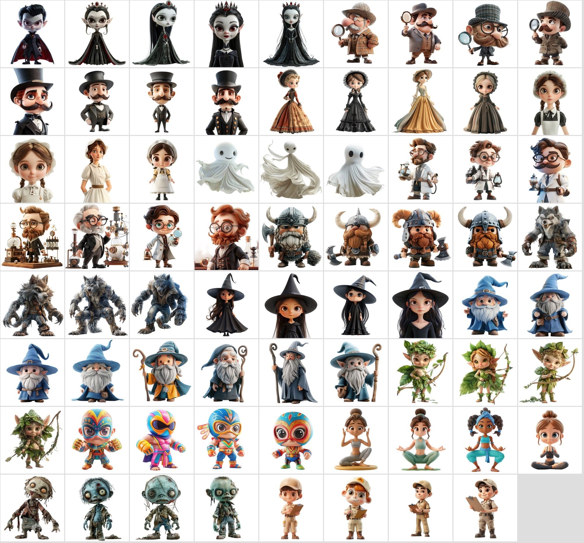 3D Mascot Collection: 790 Transparent Unique Characters Digital Download Sumobundle