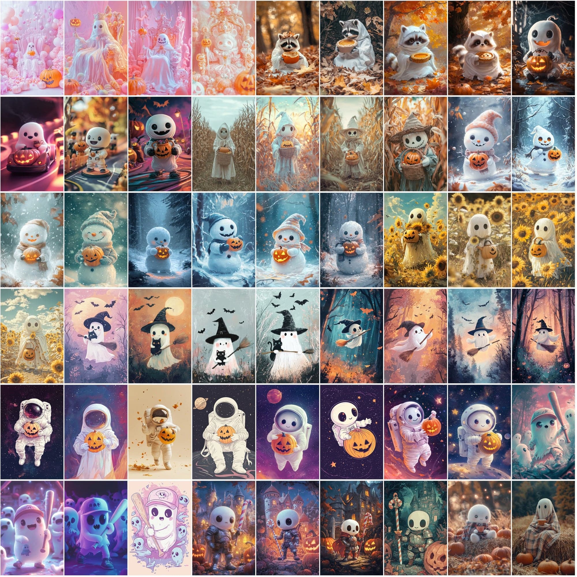 400 Cute Halloween Ghost Illustrations Bundle - Whimsical and Fun Designs Digital Download Sumobundle